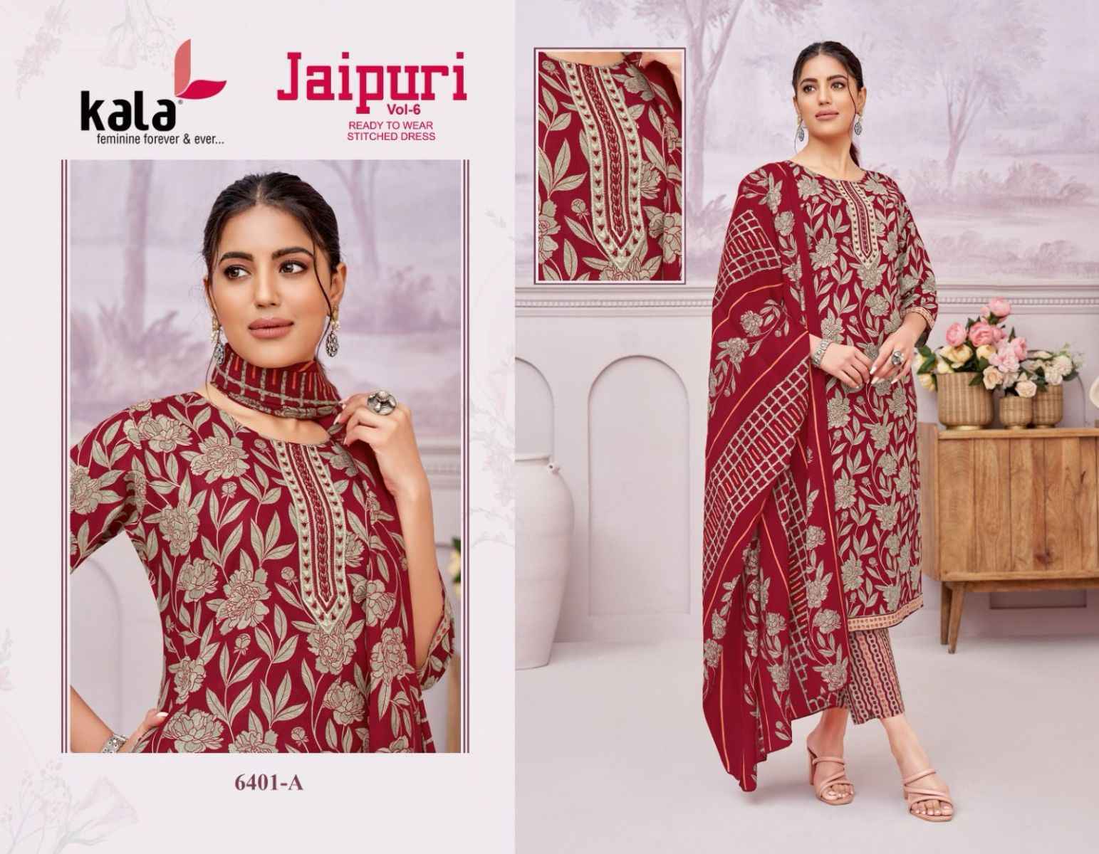 Kala Jaipuri Vol 6 Readymade Cotton Dress material wholesale price (12 pcs catalog )