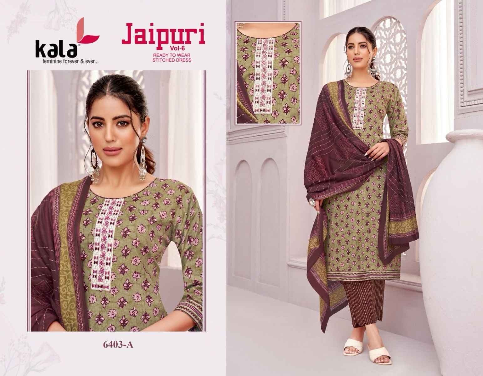 Kala Jaipuri Vol 6 Readymade Cotton Dress material wholesale price (12 pcs catalog )