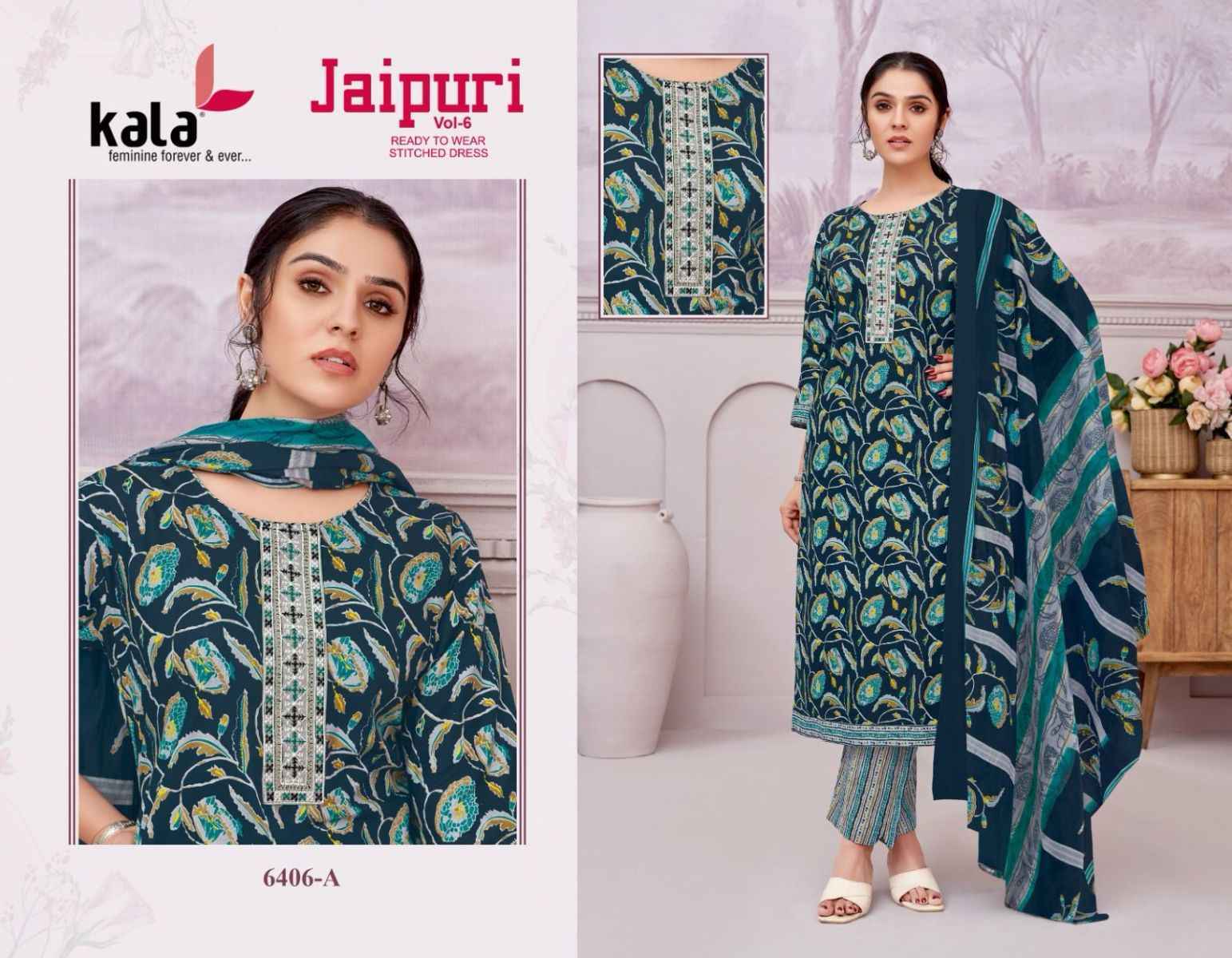 Kala Jaipuri Vol 6 Readymade Cotton Dress material wholesale price (12 pcs catalog )