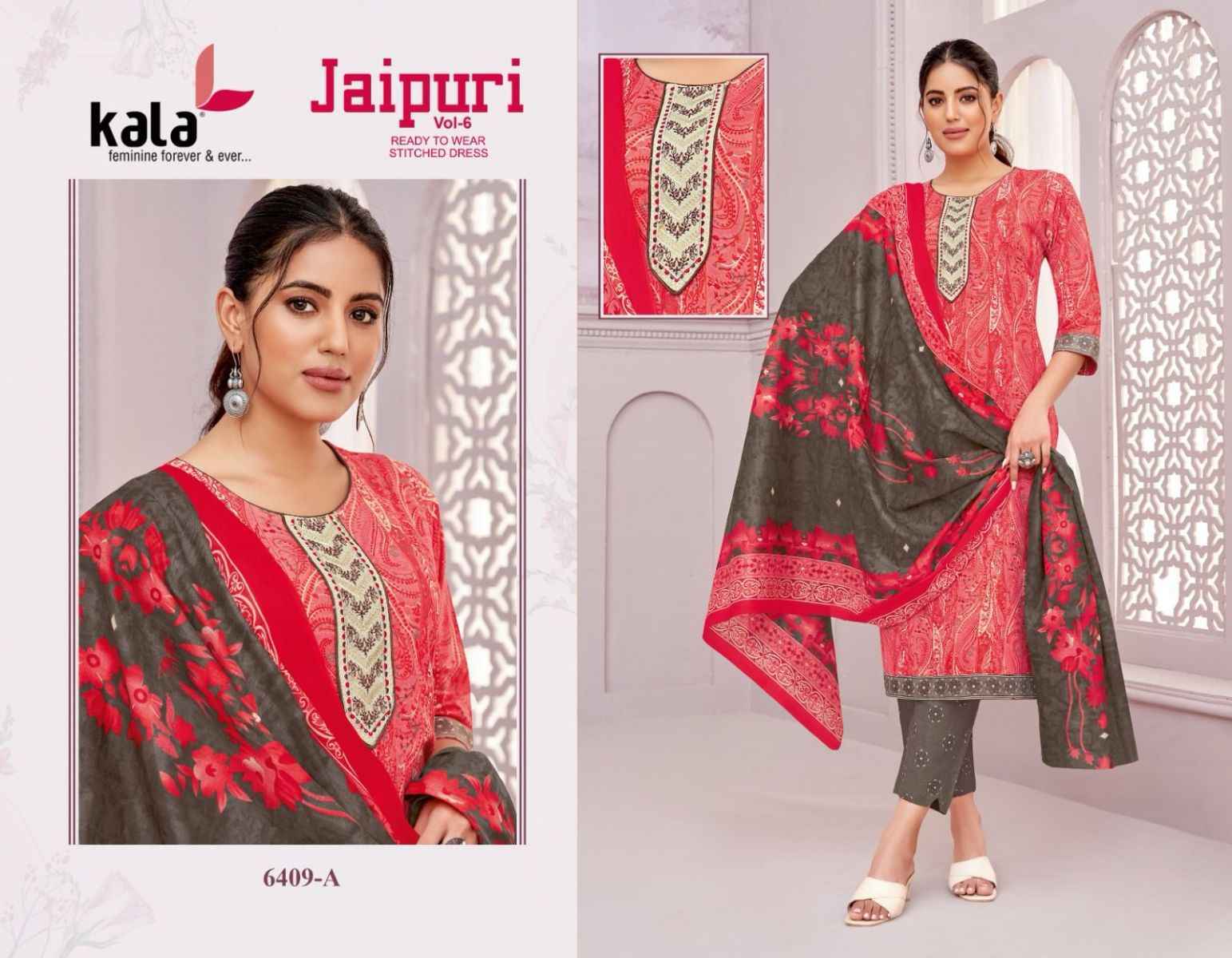 Kala Jaipuri Vol 6 Readymade Cotton Dress material wholesale price (12 pcs catalog )