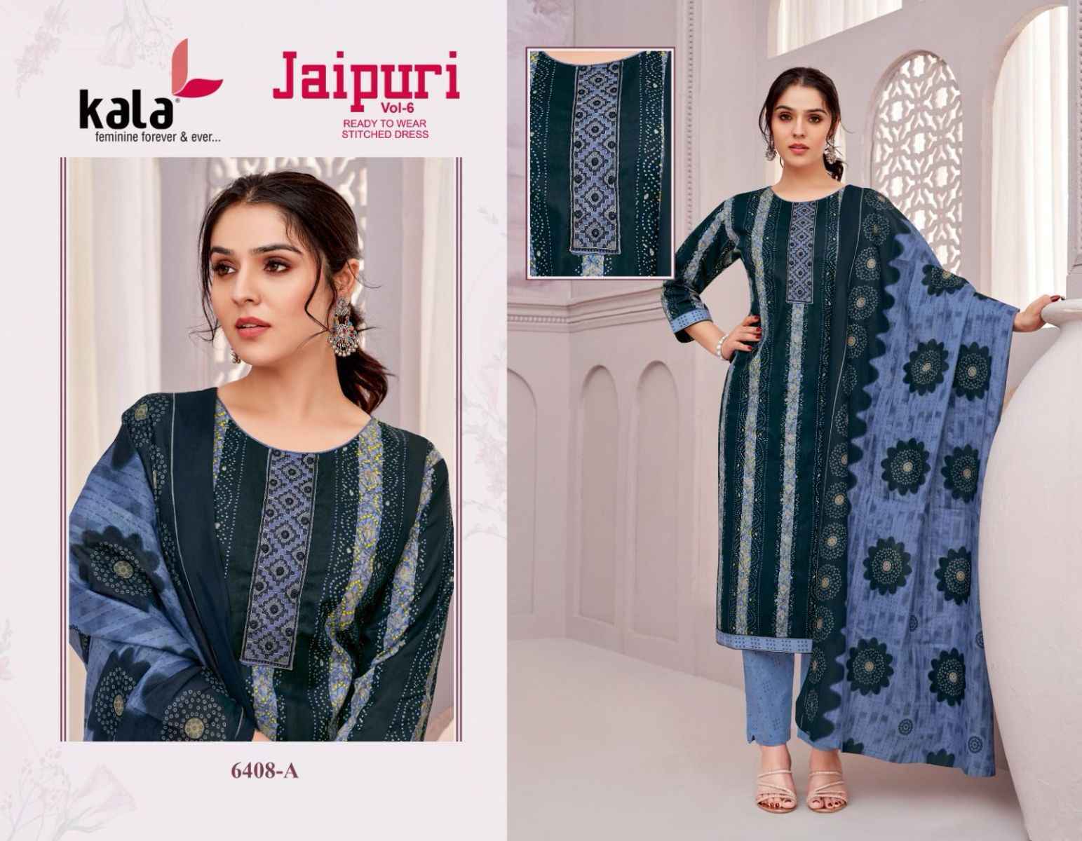 Kala Jaipuri Vol 6 Readymade Cotton Dress material wholesale price (12 pcs catalog )