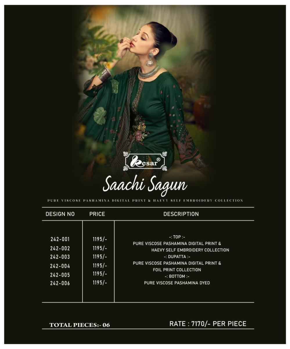 Kesar Saachi Sagun Viscouse Pashmina Dress Material Wholesale Price ( 6 Pcs Catalog )