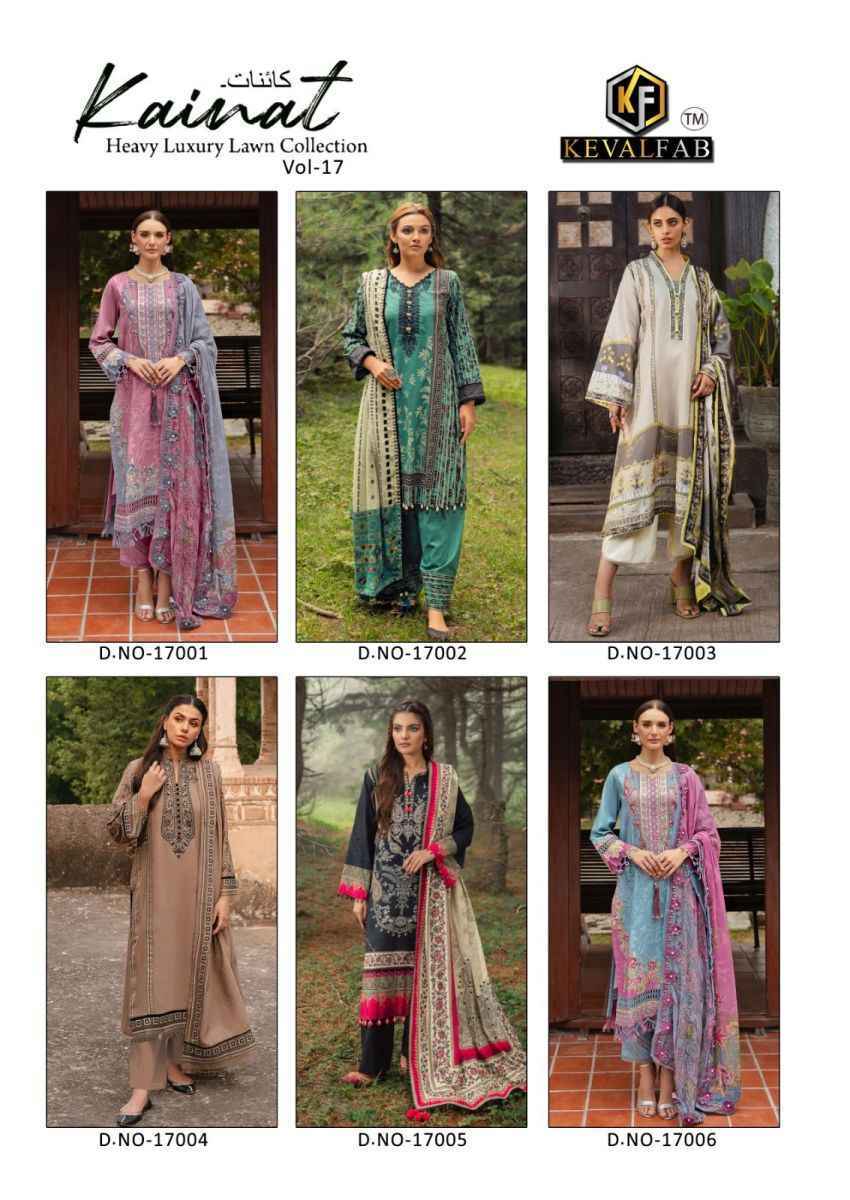 Keval Fab Kainat Vol 17 Lawn Cotton Dress Material Wholesale Price ( 6 Pcs Catalog )