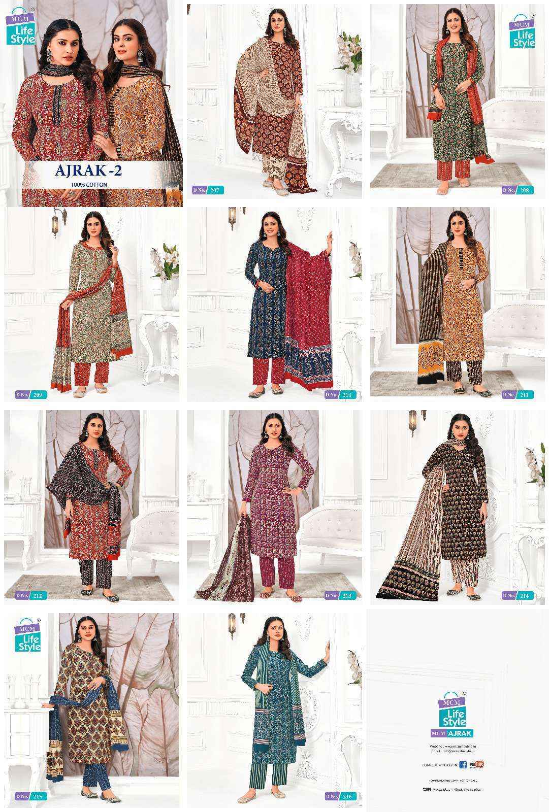 MCM Lifestyle Ajrak Vol 2 Readymade Cotton Dress Material Wholesale Price ( 10 Pcs Catalog )