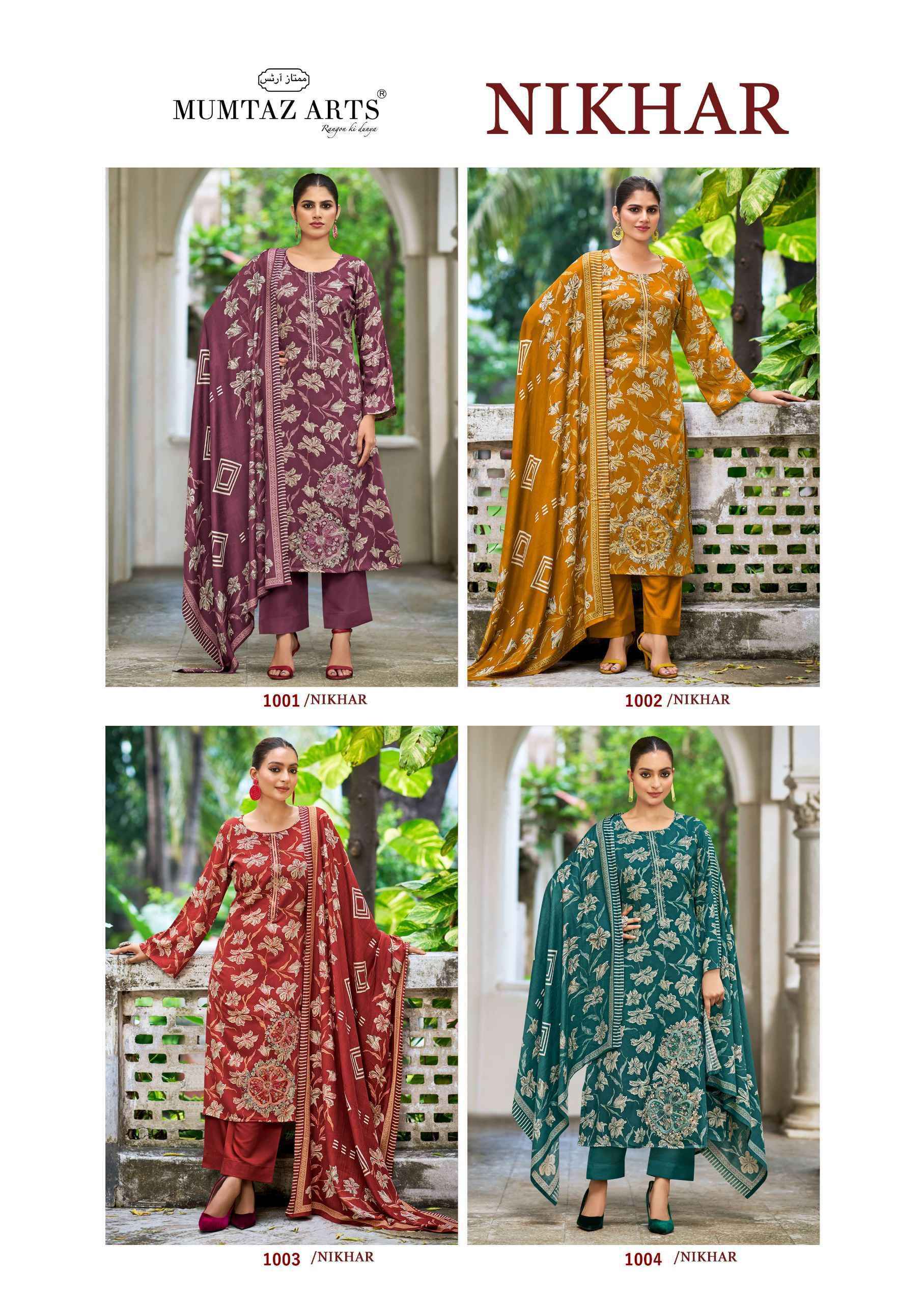 Mumtaz Arts Nikhar Pure Viscose Pashmina Ladies Salwar Kameez ( 4 Pcs Catalog )