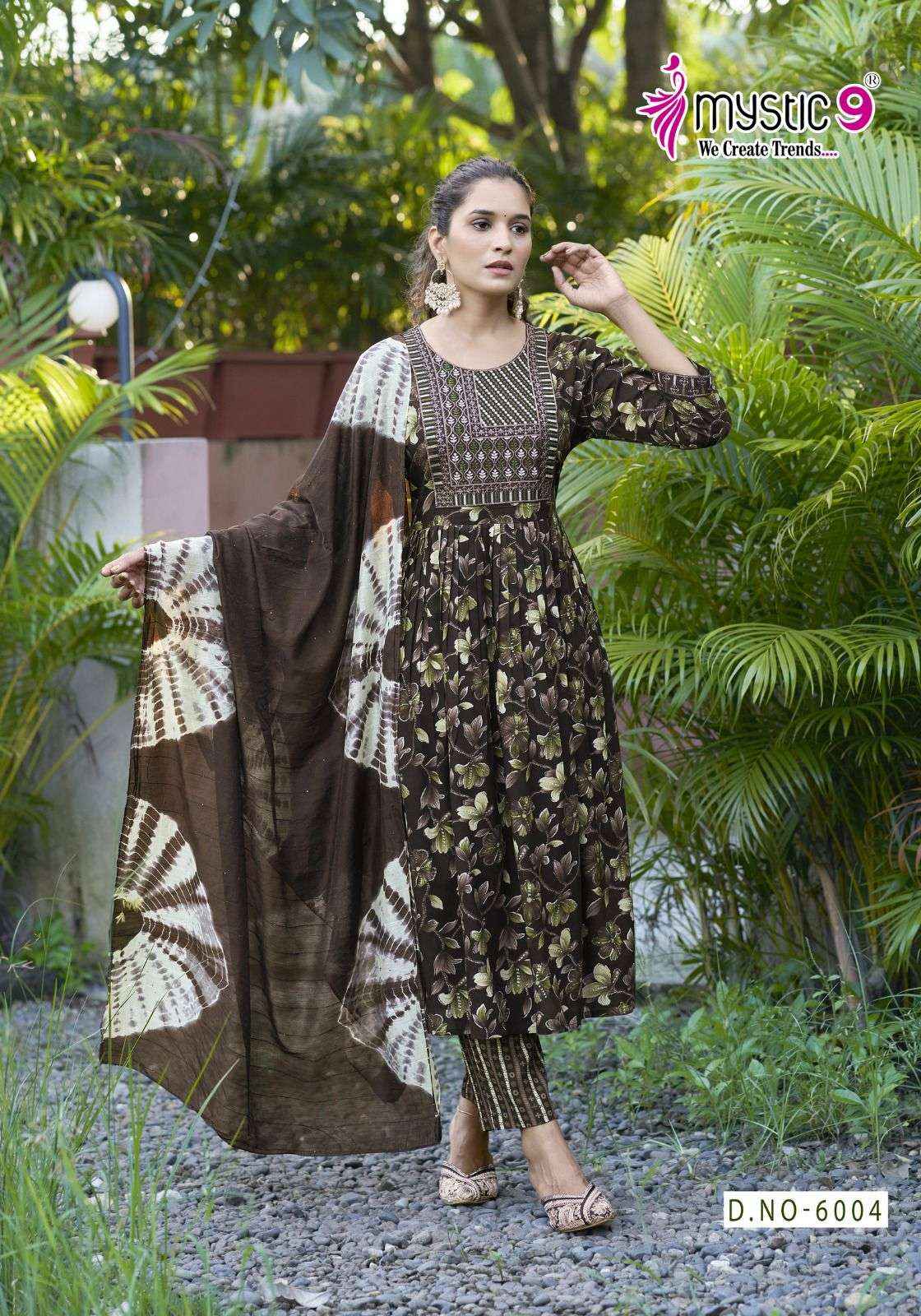 MYSTIC 9 SHANAYA VOL 6 UMBRELLA CUT LADIES KURTI WHOLESALE PRICE ( 8 PCS CATALOG )