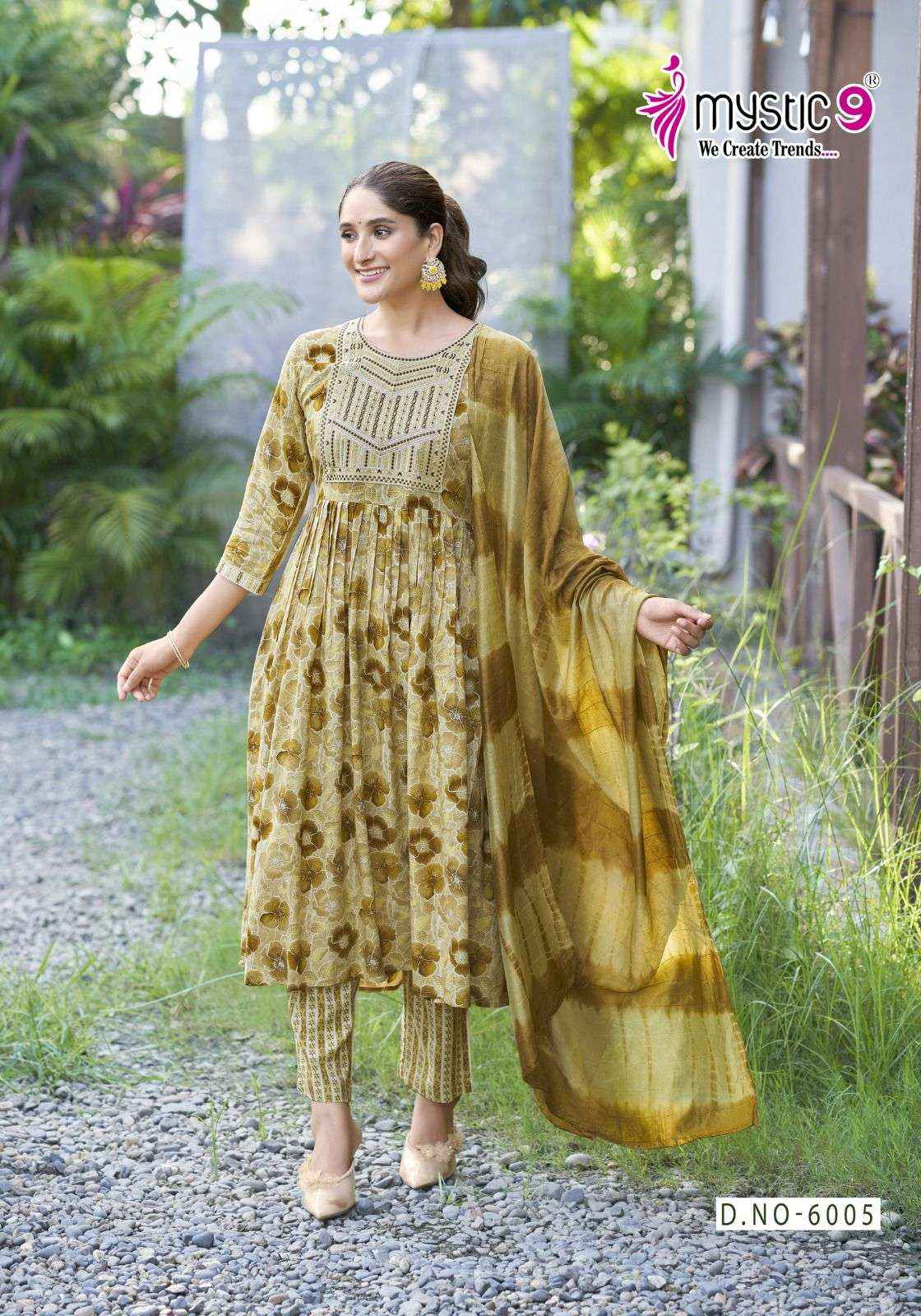 MYSTIC 9 SHANAYA VOL 6 UMBRELLA CUT LADIES KURTI WHOLESALE PRICE ( 8 PCS CATALOG )