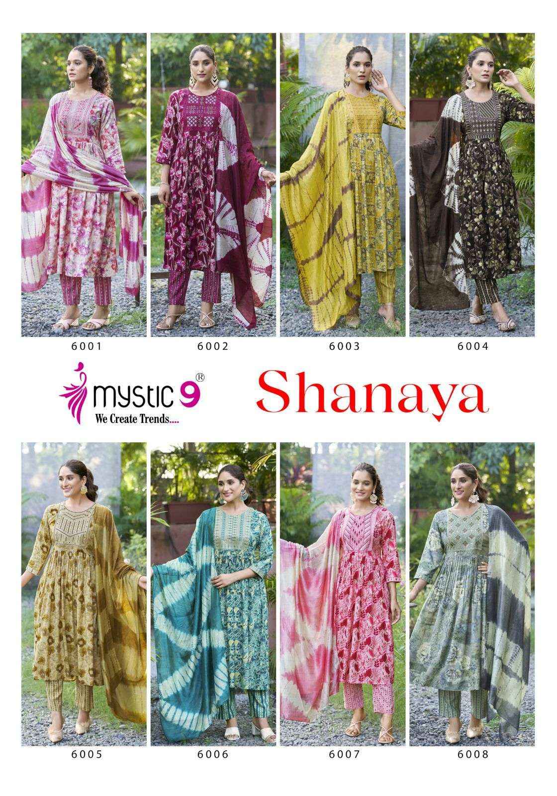 MYSTIC 9 SHANAYA VOL 6 UMBRELLA CUT LADIES KURTI WHOLESALE PRICE ( 8 PCS CATALOG )