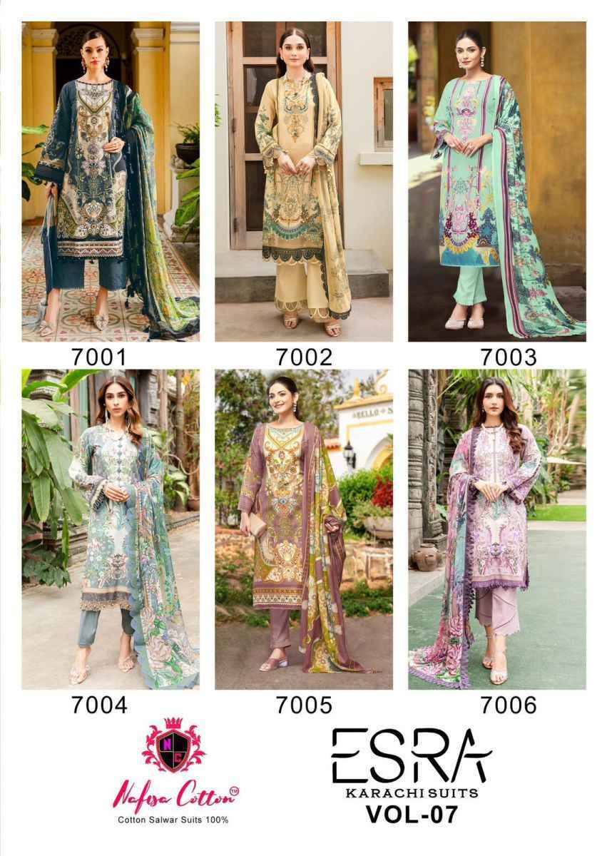 Nafisa Cotton Esra Karachi Vol 7 Cotton Dress Material Wholesale Price ( 6 Pcs Catalog )