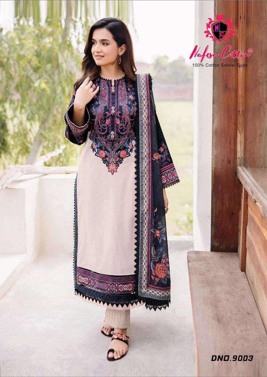 Nafisa Cotton Faiza Karachi Queen Vol 9 Cotton Dress Material wholesale price ( 6 pcs catalog )