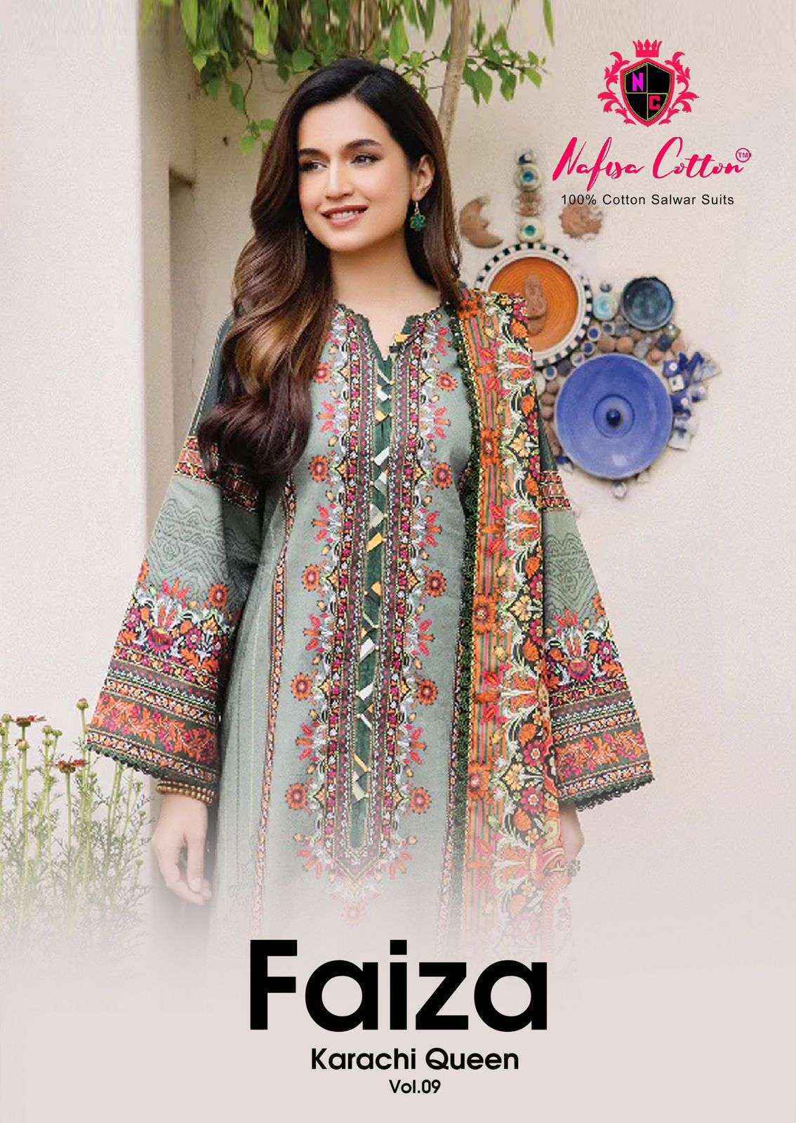 Nafisa Cotton Faiza Karachi Queen Vol 9 Cotton Dress Material wholesale price ( 6 pcs catalog )