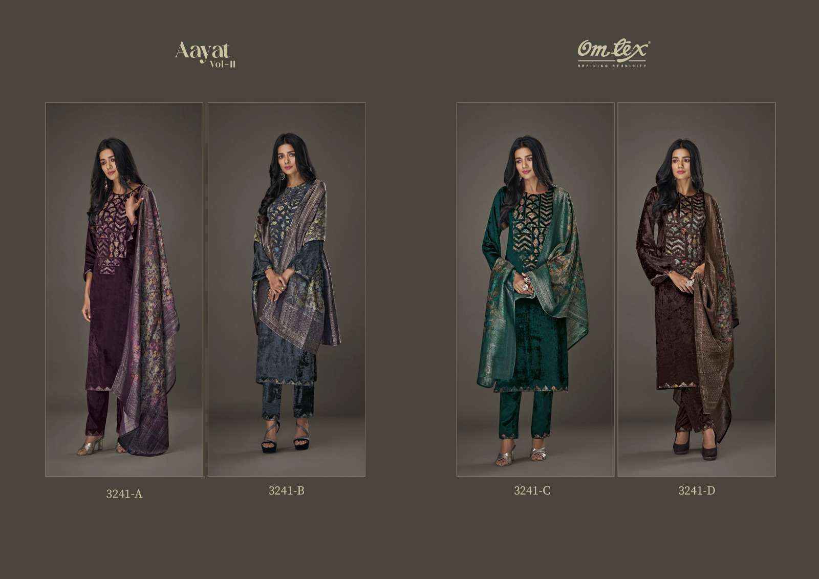 Omtex Aayat Vol 11 Viscouse Velvet Dress Material wholesale price ( 4 pcs catalog )