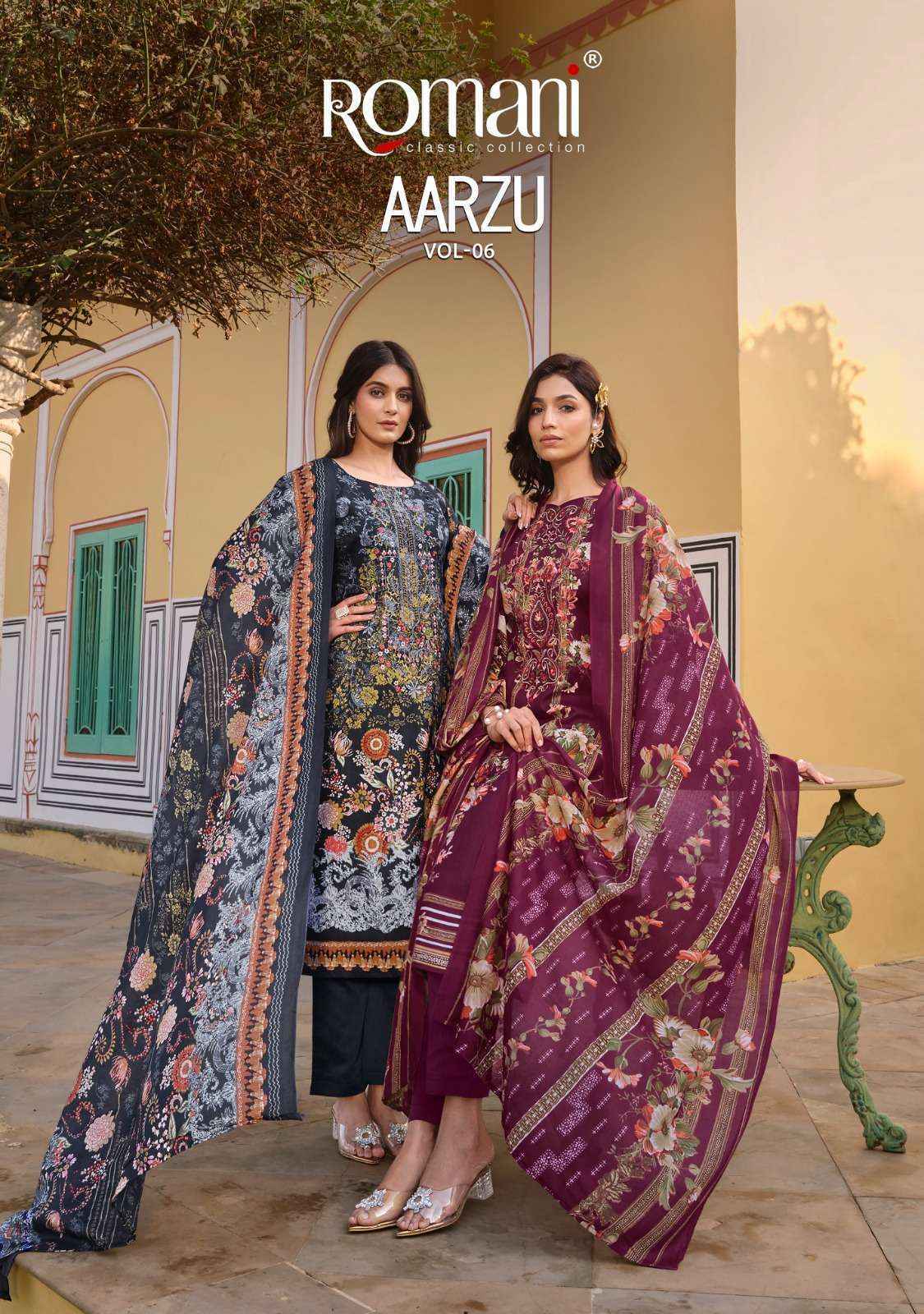 Romani Aarzu Vol 6 Cotton Dress Material wholesale price ( 8 pcs catalog )