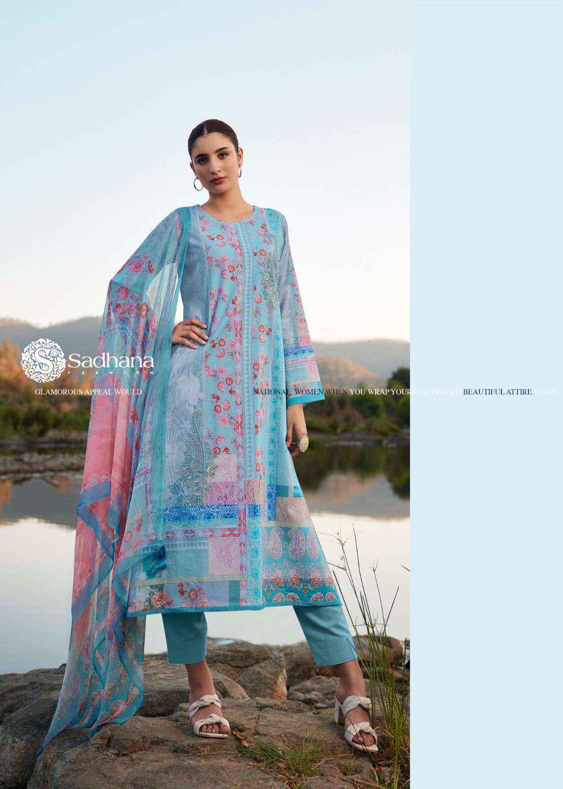 SADHANA FASHION RAAZIA WHOLESALE LAWN COTTON DRESS MATERIAL ( 8 PCS CATALOG )