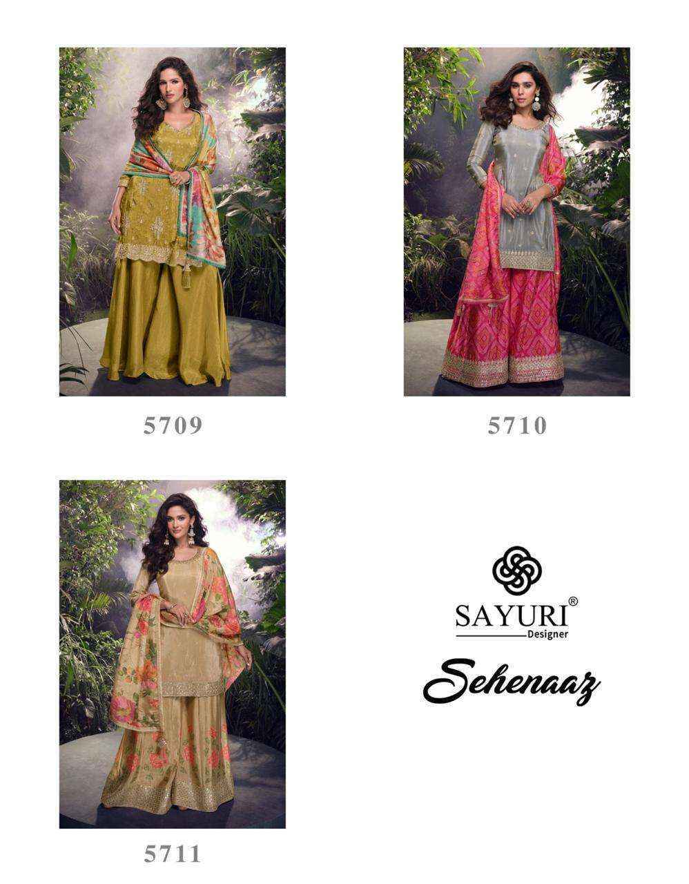 Sayuri Designer Sehenaaz Readymade Chinon Silk Dress material wholesale price ( 3 pcs catalog )