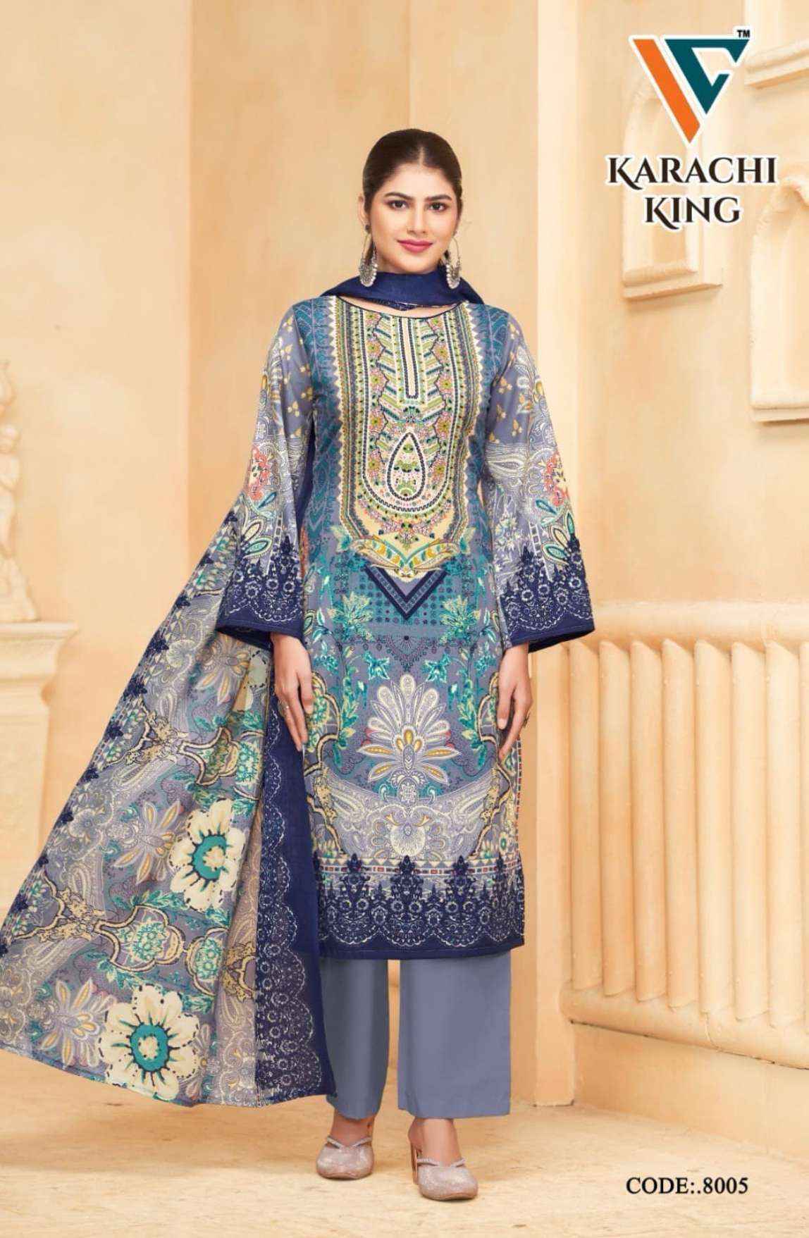 Vandana Creation Karachi King Vol 8 Cotton Dress Material Wholesale Price ( 8 Pcs Catalog )