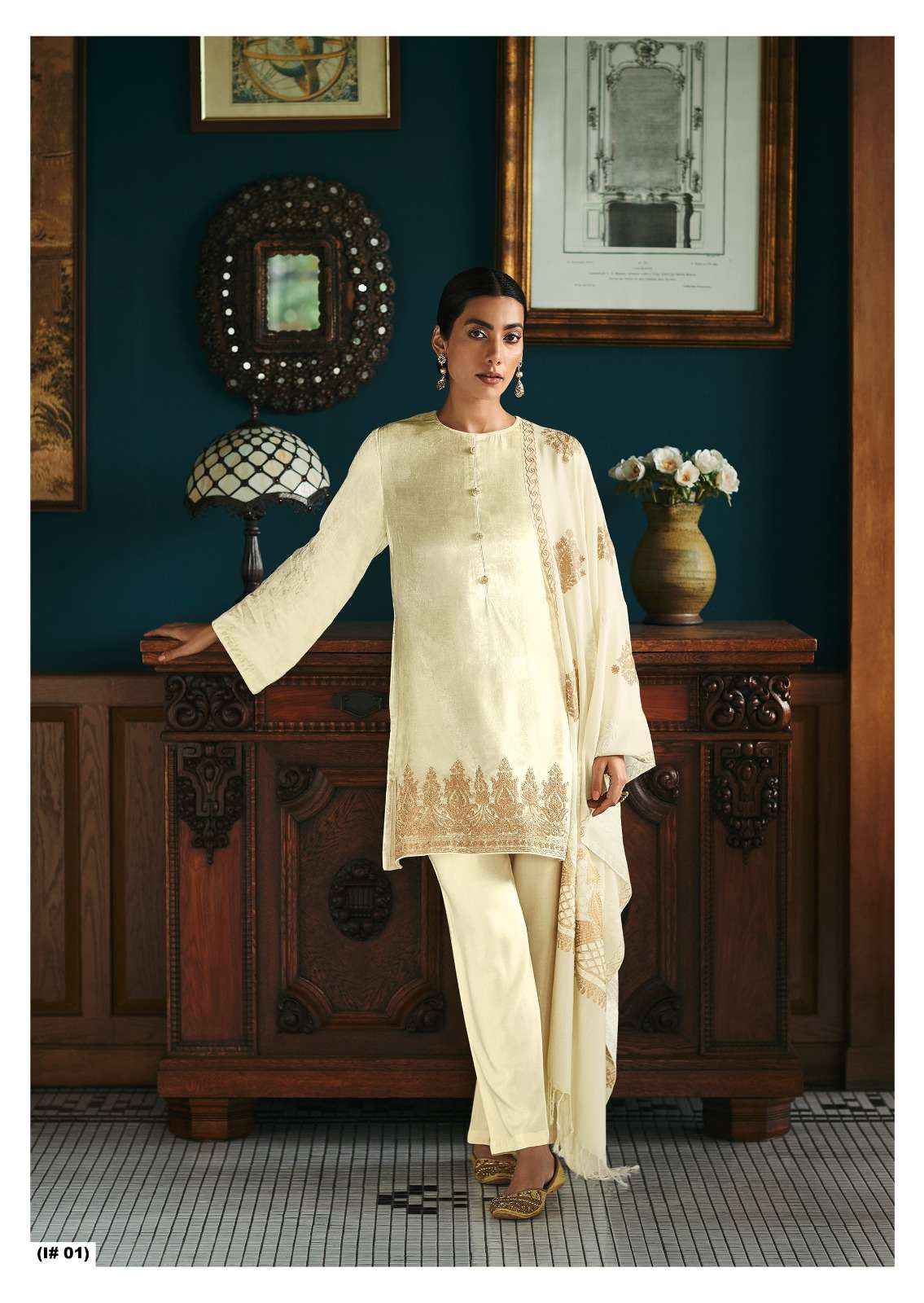 Varsha Iris Cream Colour Hit Designer Velvet Suit Wholesale price ( 1 pcs catalog )