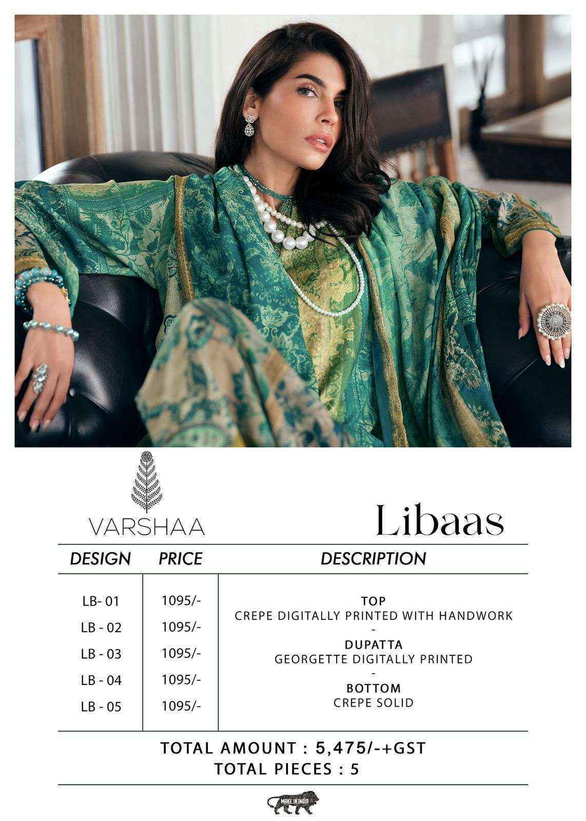 Varsha Libaas Crape Dress Material Wholesale Price ( 5 Pcs Catalog )