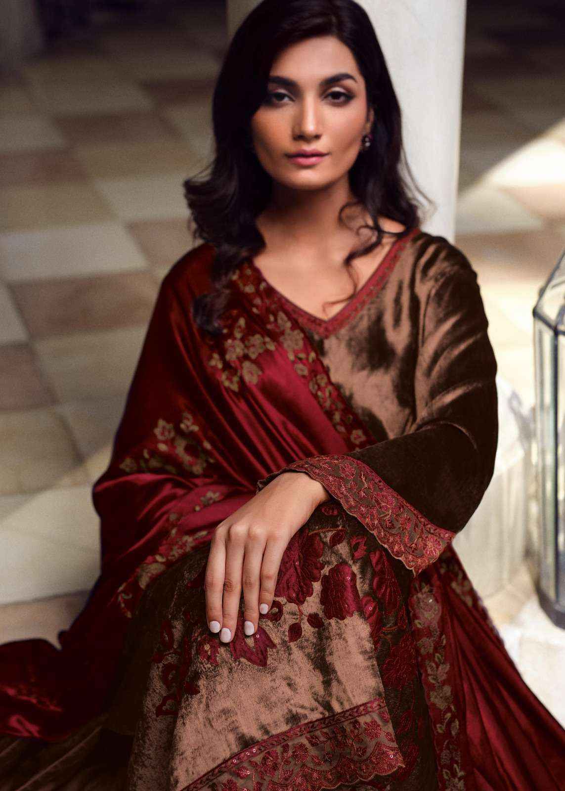 Varsha Silsiley Partywear Style Velvet Latest Designer Suit wholesale price ( 5 pcs catalog )