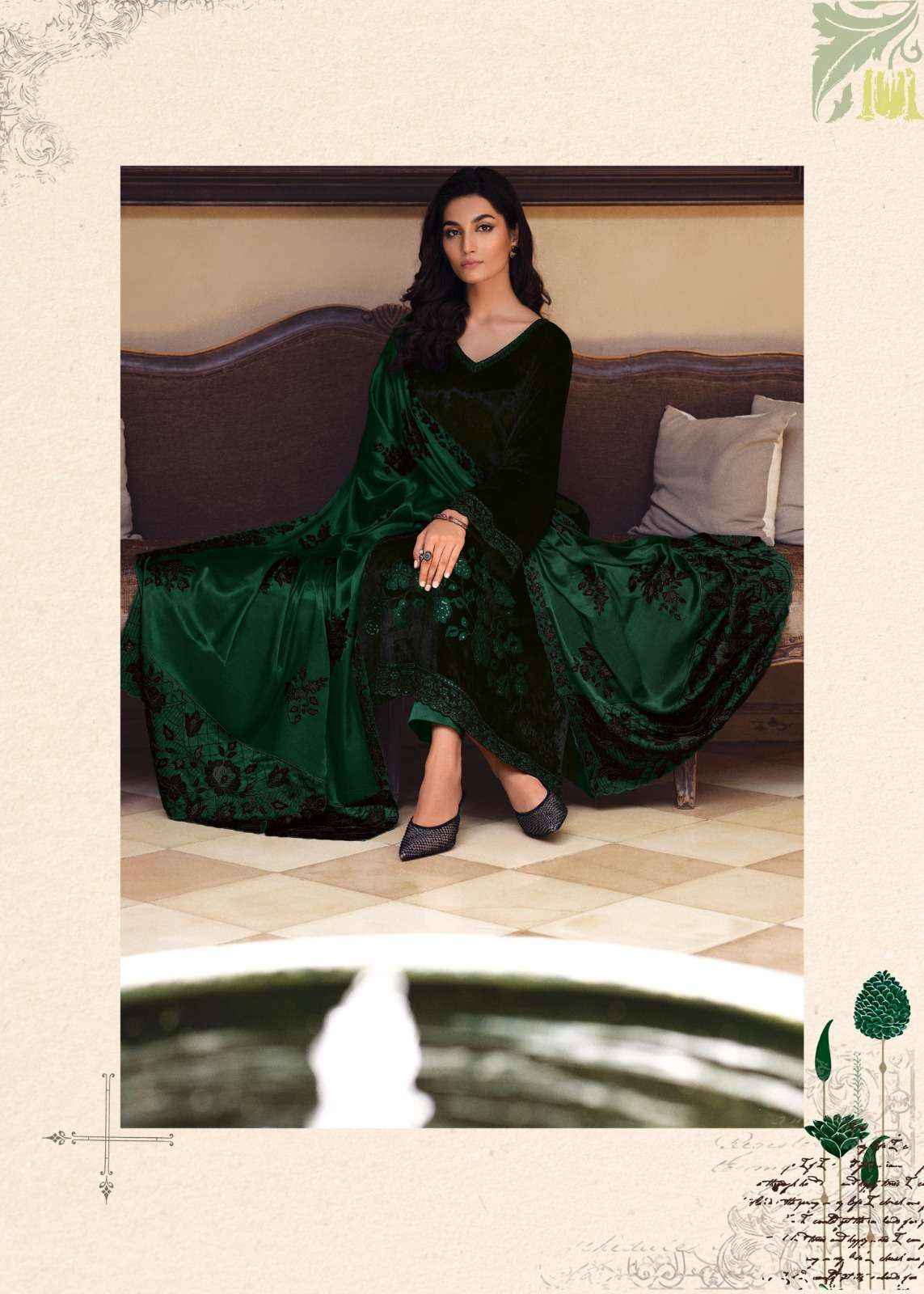 Varsha Silsiley Partywear Style Velvet Latest Designer Suit wholesale price ( 5 pcs catalog )