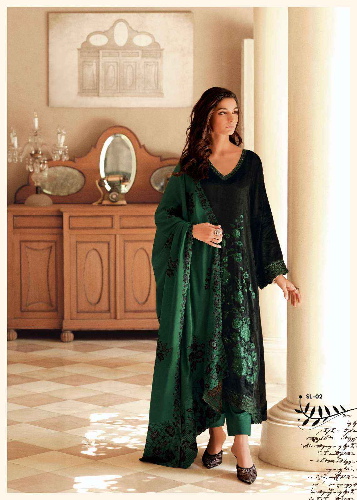 Varsha Silsiley Partywear Style Velvet Latest Designer Suit wholesale price ( 5 pcs catalog )