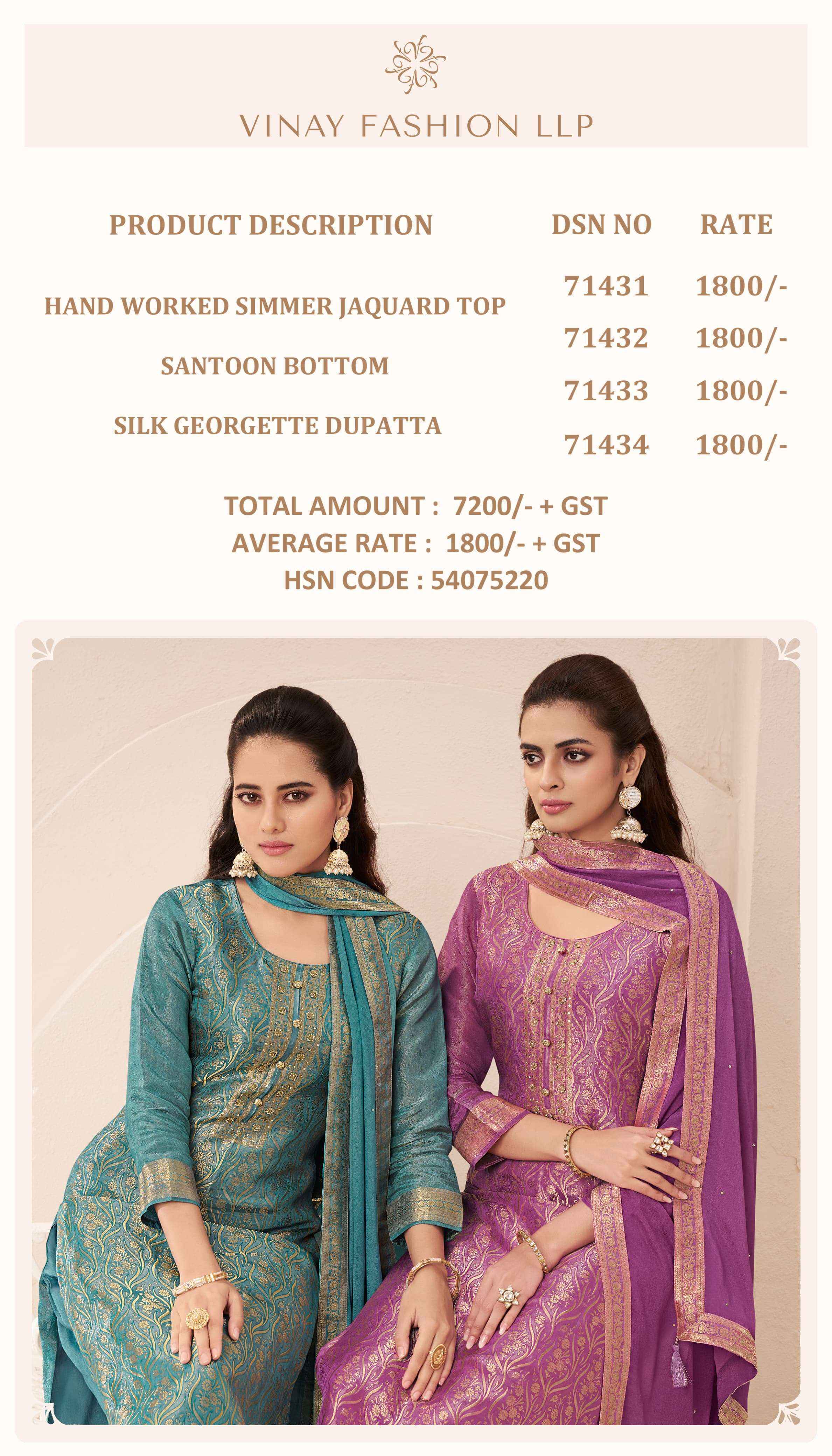 Vinay Fashion Kuleesh Star Partywear Jacquard Suit Dress Material Wholesale Price ( 4 Pcs Catalog )