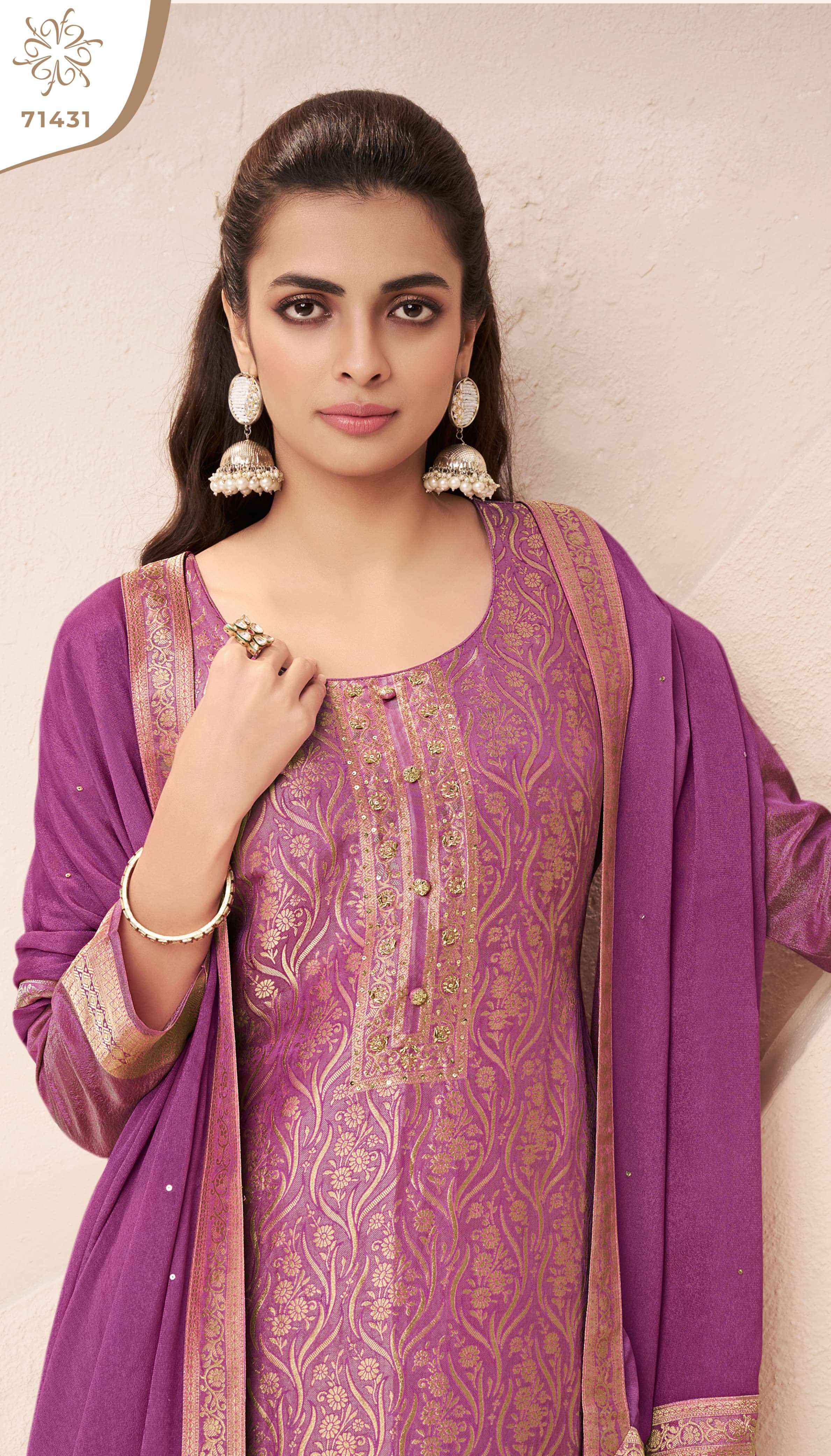 Vinay Fashion Kuleesh Star Partywear Jacquard Suit Dress Material Wholesale Price ( 4 Pcs Catalog )