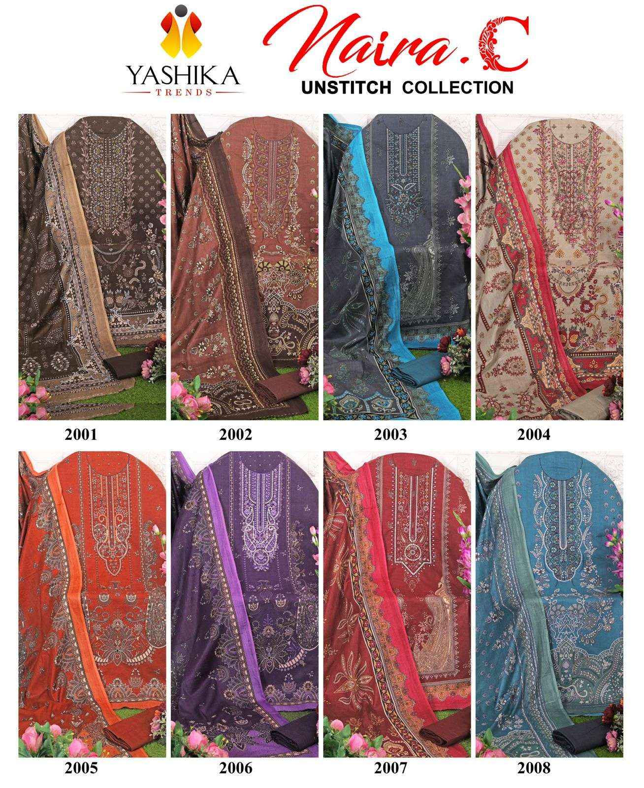 YASHIKA TRENDS NAYRA C WHOLESALE COTTON DRESS MATERIAL ( 8 PCS CATALOG )