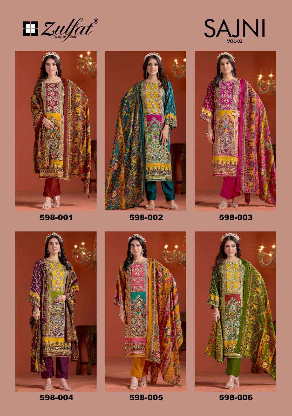 Zulfat Designer Sajni Vol 2 Jam Cotton Dress Materaial wholesale price (6 pcs catalog )