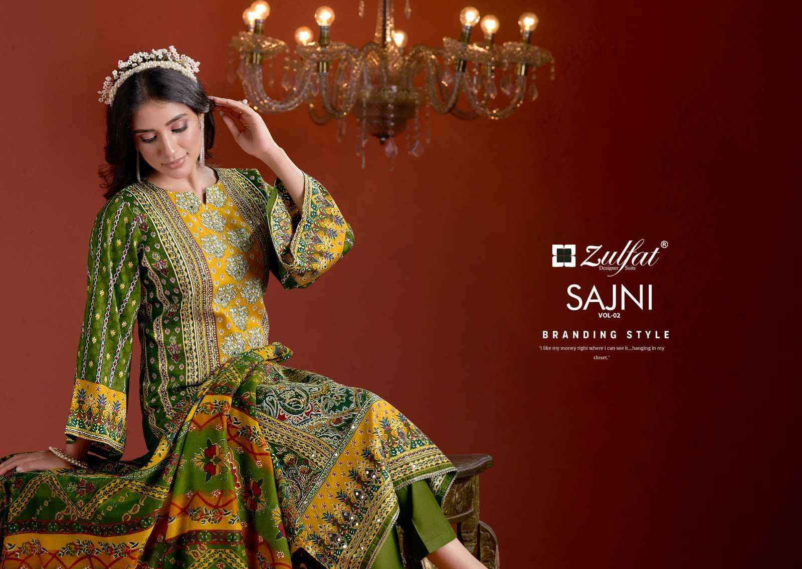 Zulfat Designer Sajni Vol 2 Wholesale Ladies Dress Material ( 6 Pcs Catalog )