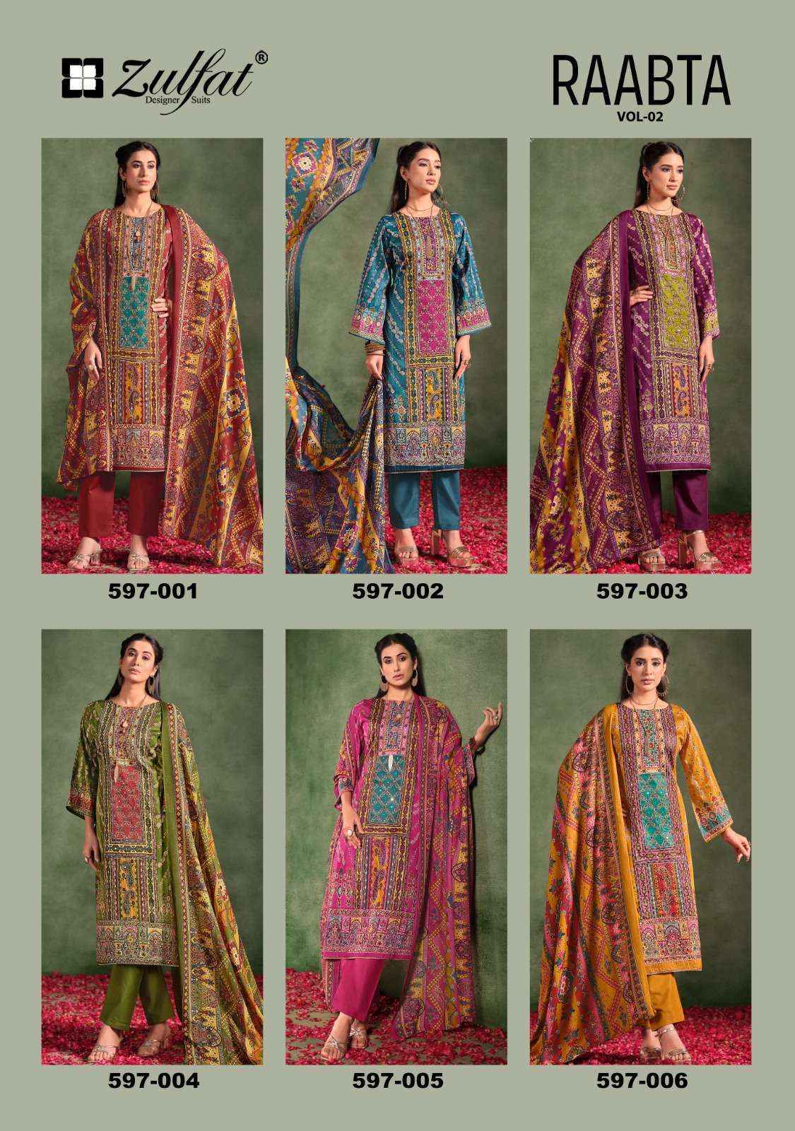 Zulfat Raabta Vol 2 Jam Cotton Dress Material wholesale price ( 6 pcs catalog )