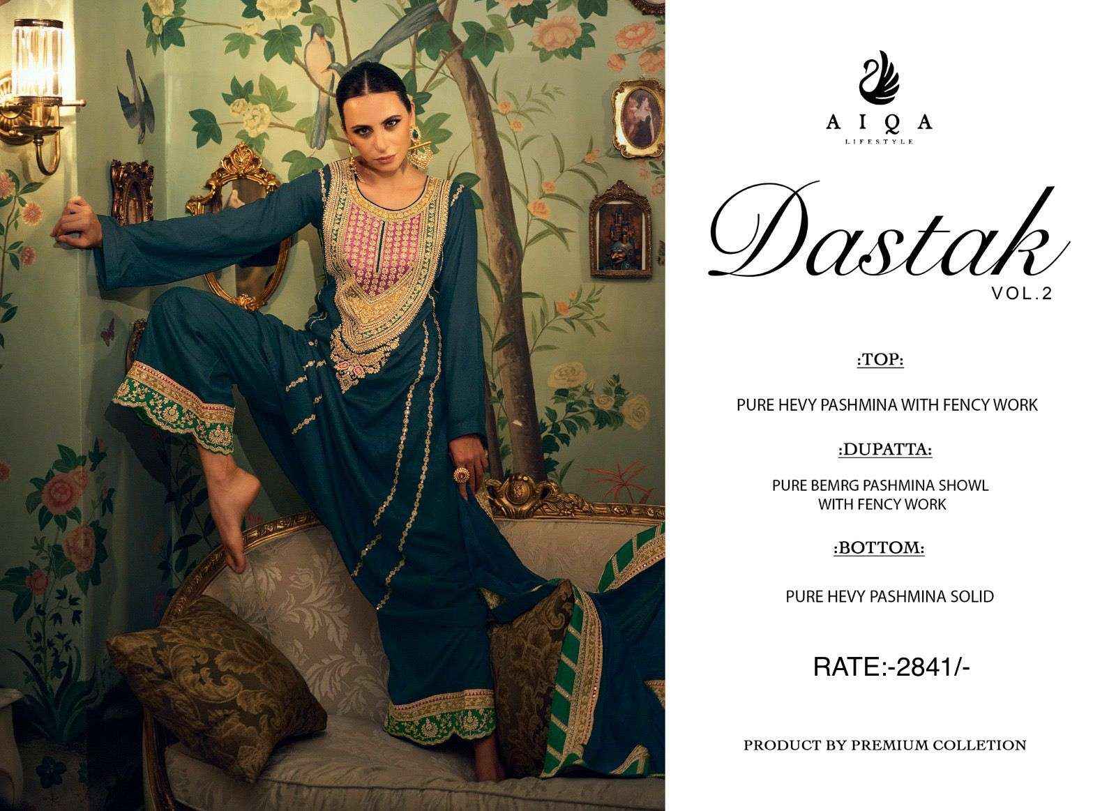 Aiqa Dastak Vol 2 Designer Pashmina Suit Dress Material Wholesale Price ( 7 Pcs Catalog )