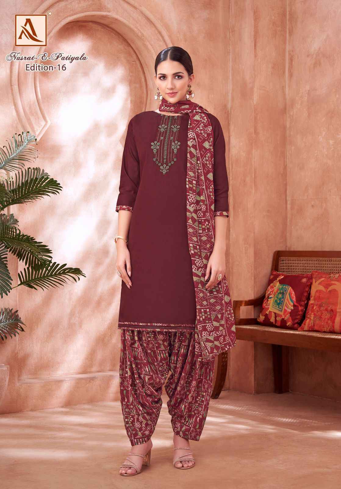 Alok Nusrat E Patiyala Edition 16 Zam Dress Material Wholesale Price ( 8 Pcs Catalog )