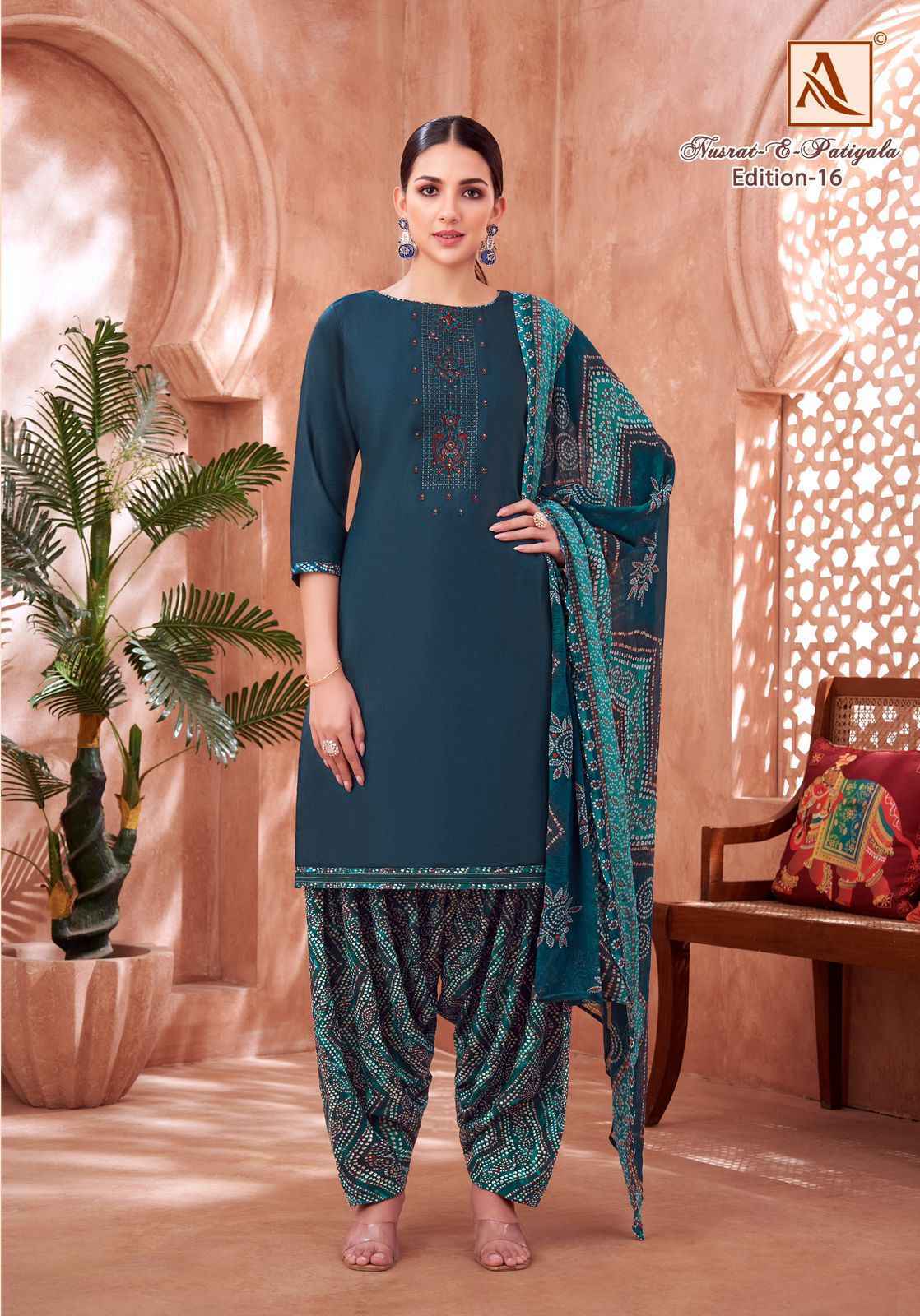 Alok Nusrat E Patiyala Edition 16 Zam Dress Material Wholesale Price ( 8 Pcs Catalog )