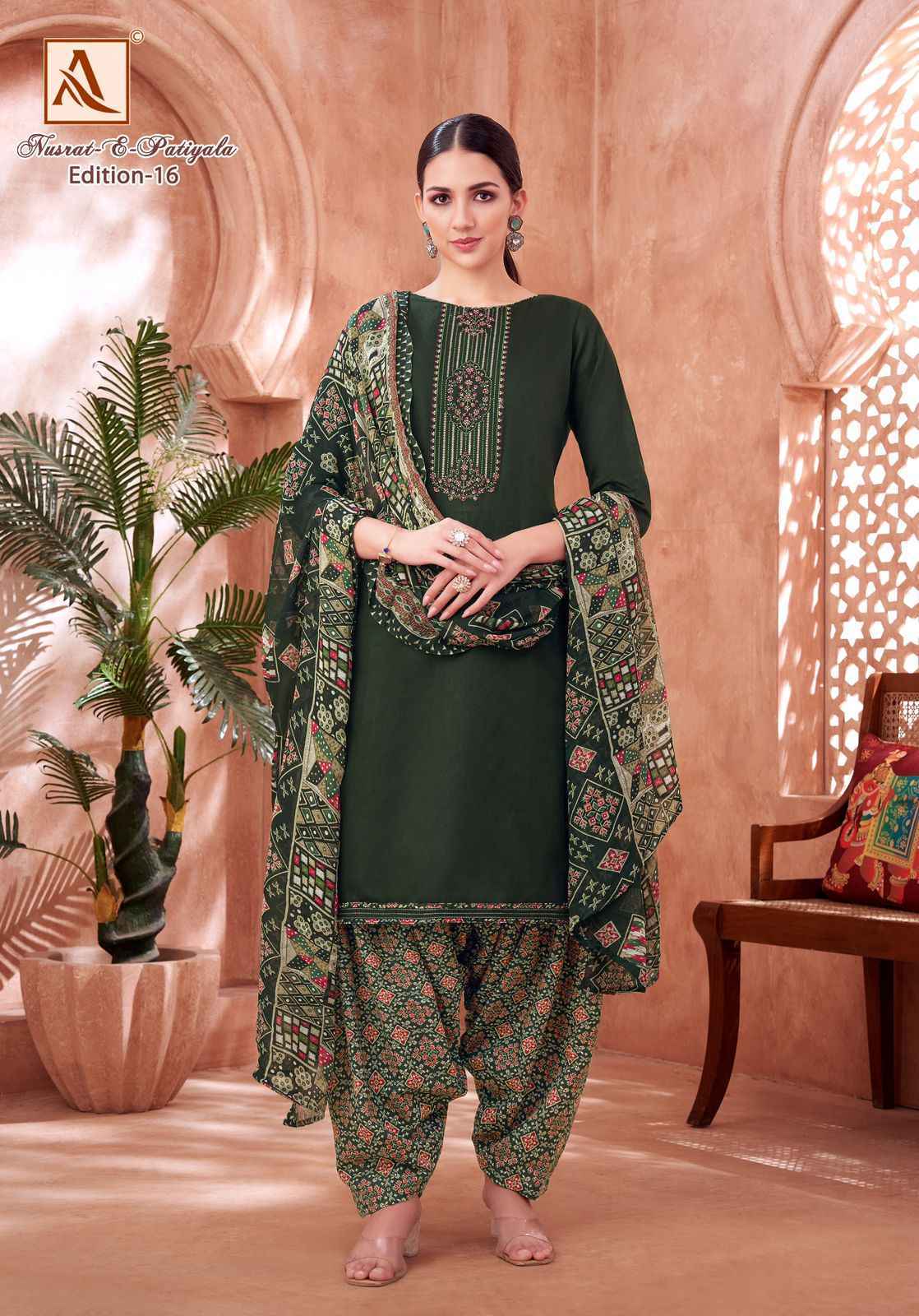 Alok Nusrat E Patiyala Edition 16 Zam Dress Material Wholesale Price ( 8 Pcs Catalog )