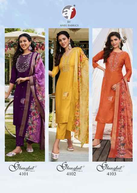 Anju Fabrics Ghunghat Vol 12 Readymade Silk Dress Wholesale Price ( 6 Pcs Catalog )