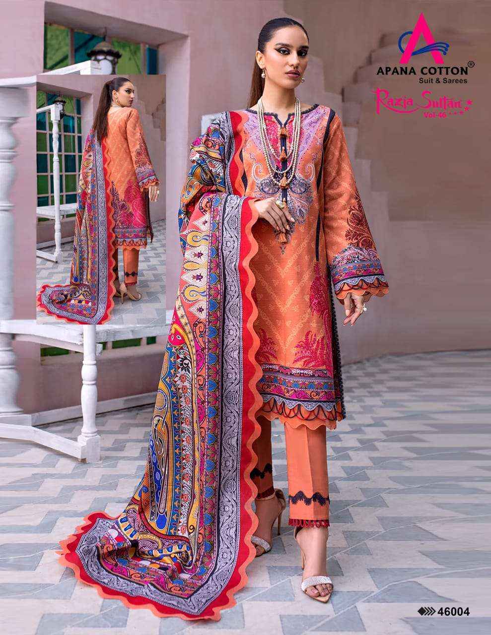 APANA COTTON RAZIA SULTAN VOL 46 COTTON DRESS MATERIAL ( 10 PCS CATALOG )