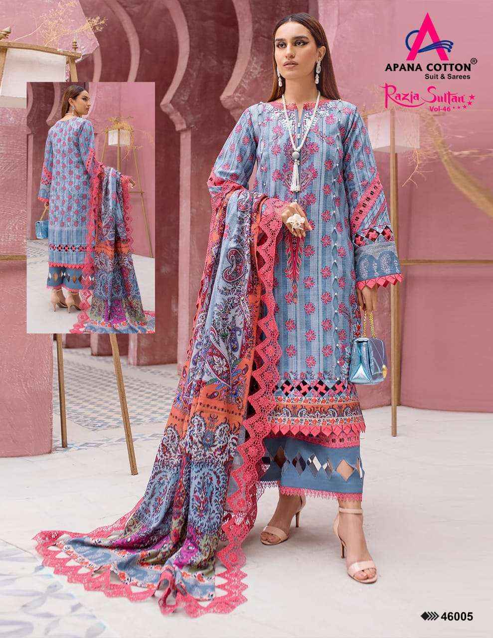 APANA COTTON RAZIA SULTAN VOL 46 COTTON DRESS MATERIAL ( 10 PCS CATALOG )