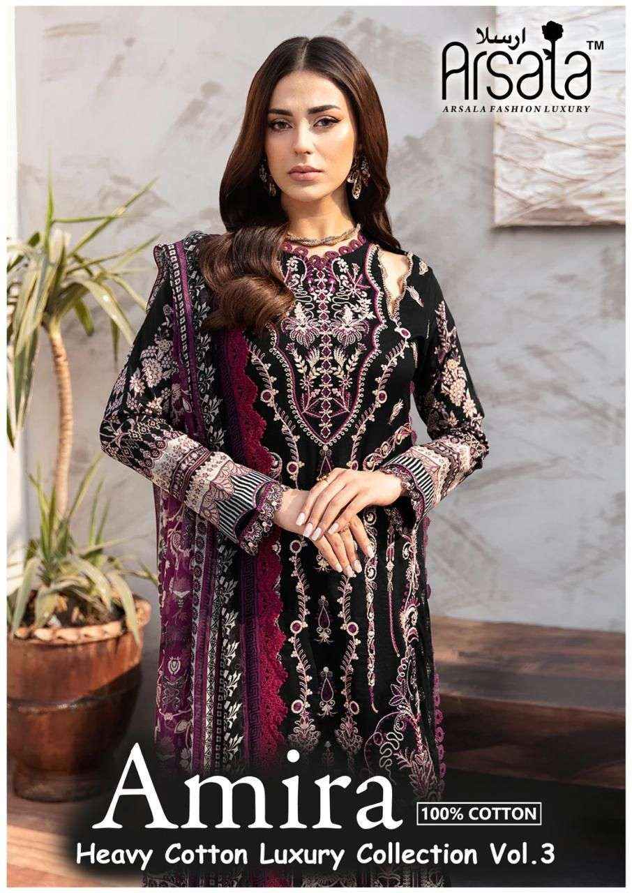 ARSALA FASHION AMIRA HEAVY COTTON LUXURY COLLECTION VOL 3 LAWN COTTON SUIT ( 6 pcs catalog )