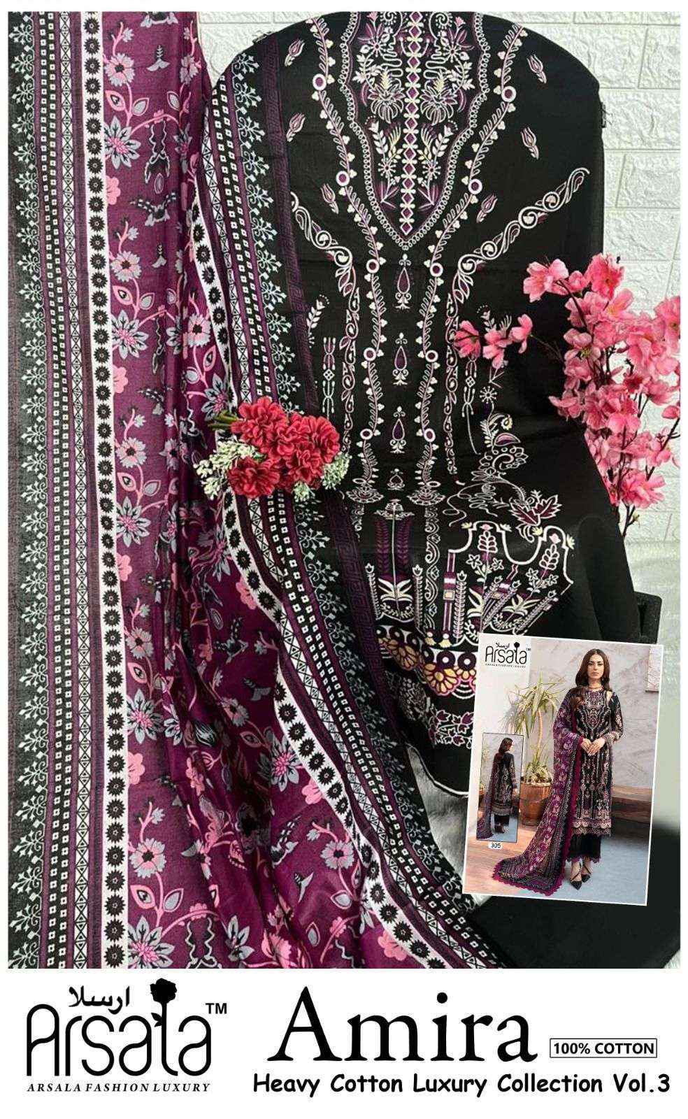 ARSALA FASHION AMIRA HEAVY COTTON LUXURY COLLECTION VOL 3 LAWN COTTON SUIT ( 6 pcs catalog )