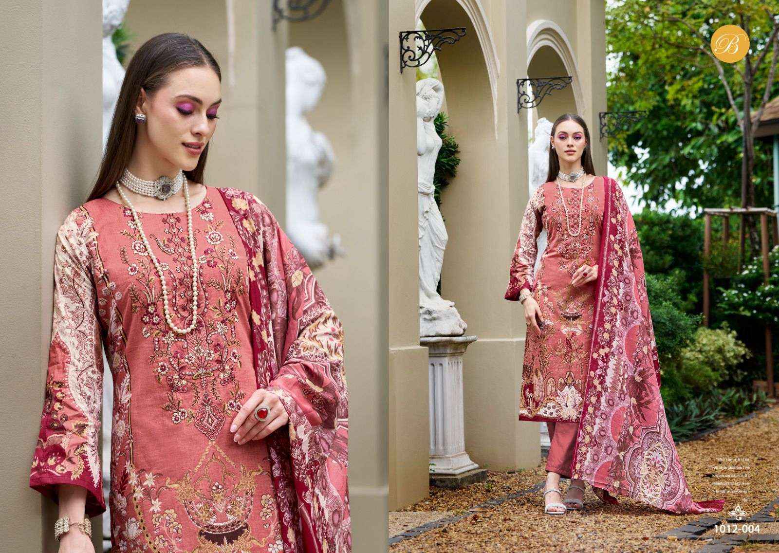 BELLIZA DESIGNER STUDIO NAIRA VOL 86 COTTON DIGITAL PRINTS WITH FANCY DRESS MATERIAL WHOLESALE PRICE ( 8 PCS CATALOG )