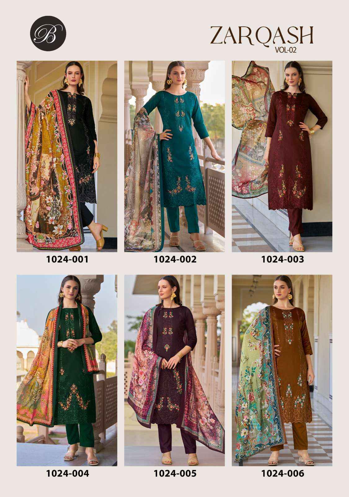 BELLIZA DESIGNER ZARQASH VOL 2 JAM COTTON DRESS MATERIAL ( 8 PCS CATALOG )