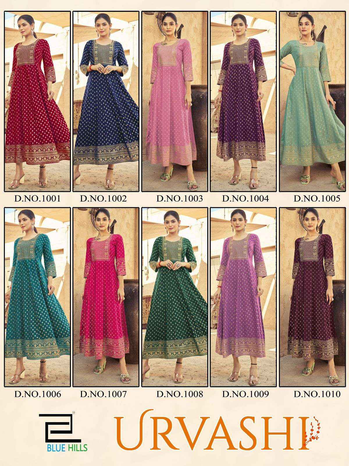 BLUE HILLS URVASHI FANCY LONG ANARKALI GOWN KURTI ( 10 PCS CATALOG )