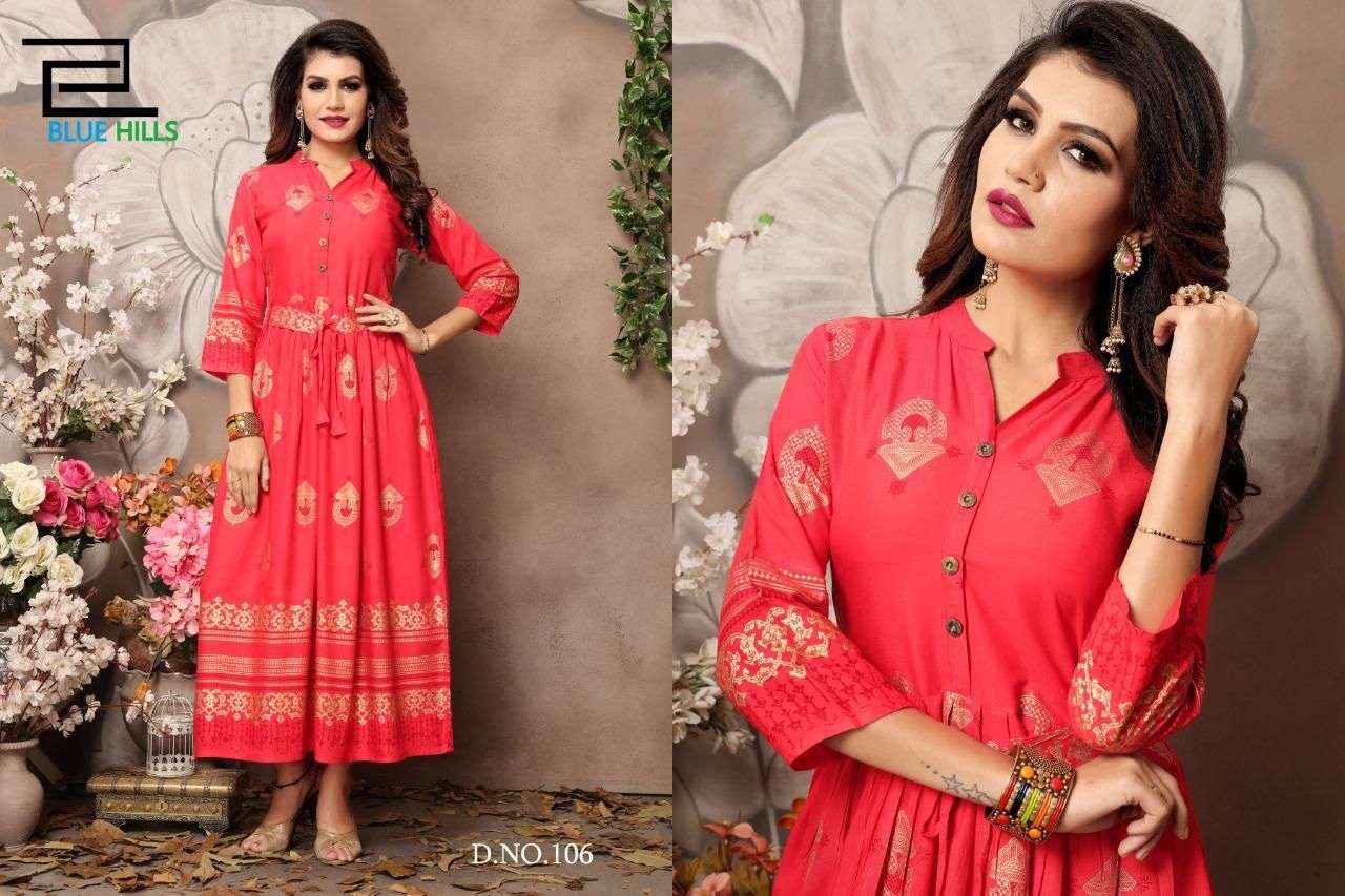 BLUE HILLS WALKWAY VOL 1 RAYON PRINT FANCY WEAR LADIES GOWN ( 9 PCS CATALOG )