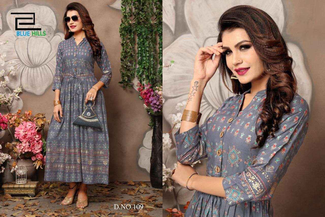 BLUE HILLS WALKWAY VOL 1 RAYON PRINT FANCY WEAR LADIES GOWN ( 9 PCS CATALOG )