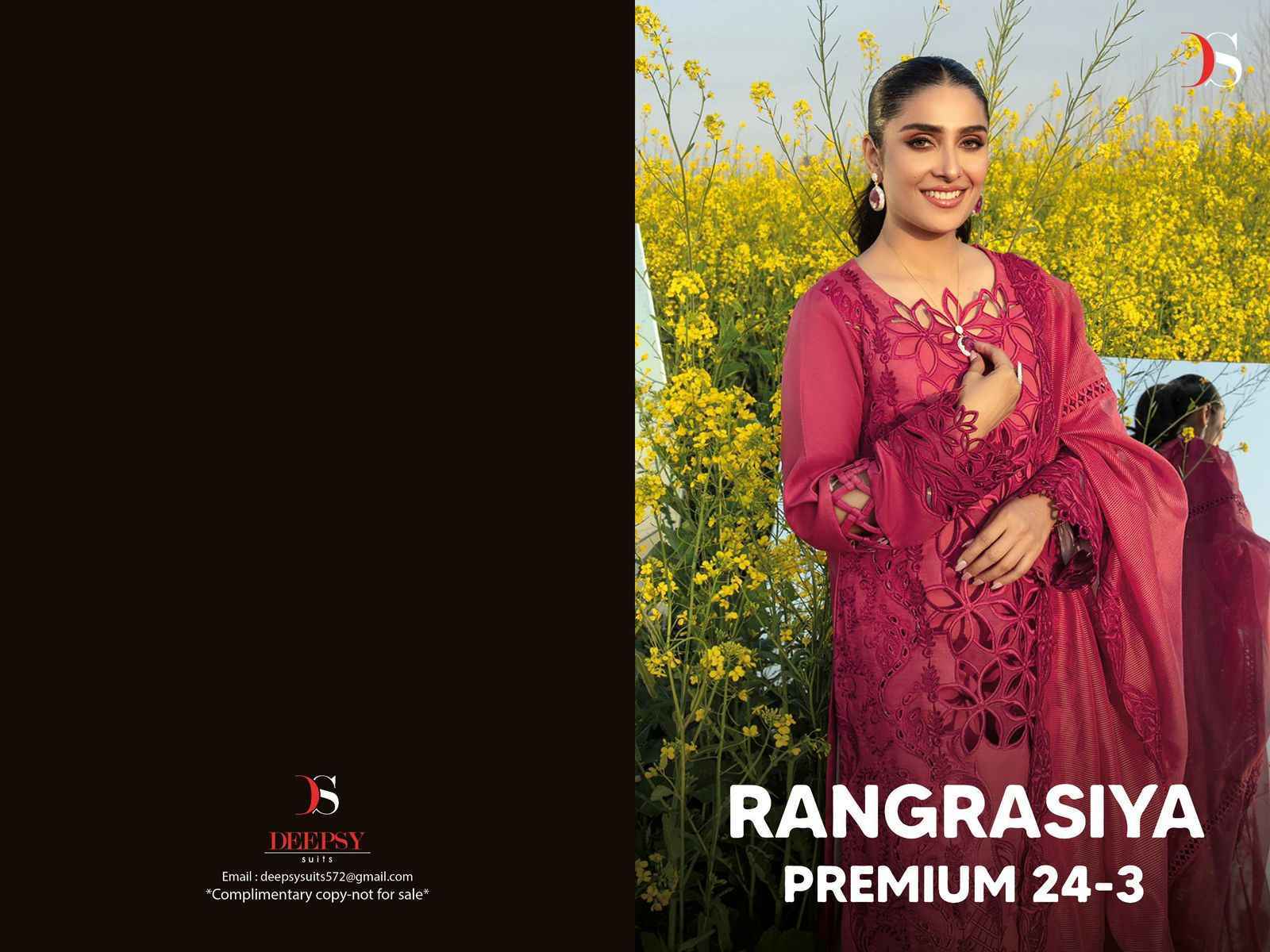 Deepsy Rangrasiya Premium Lawn 24-3 Cotton Dress Material Wholesale Price ( 4 Pcs Catalog )