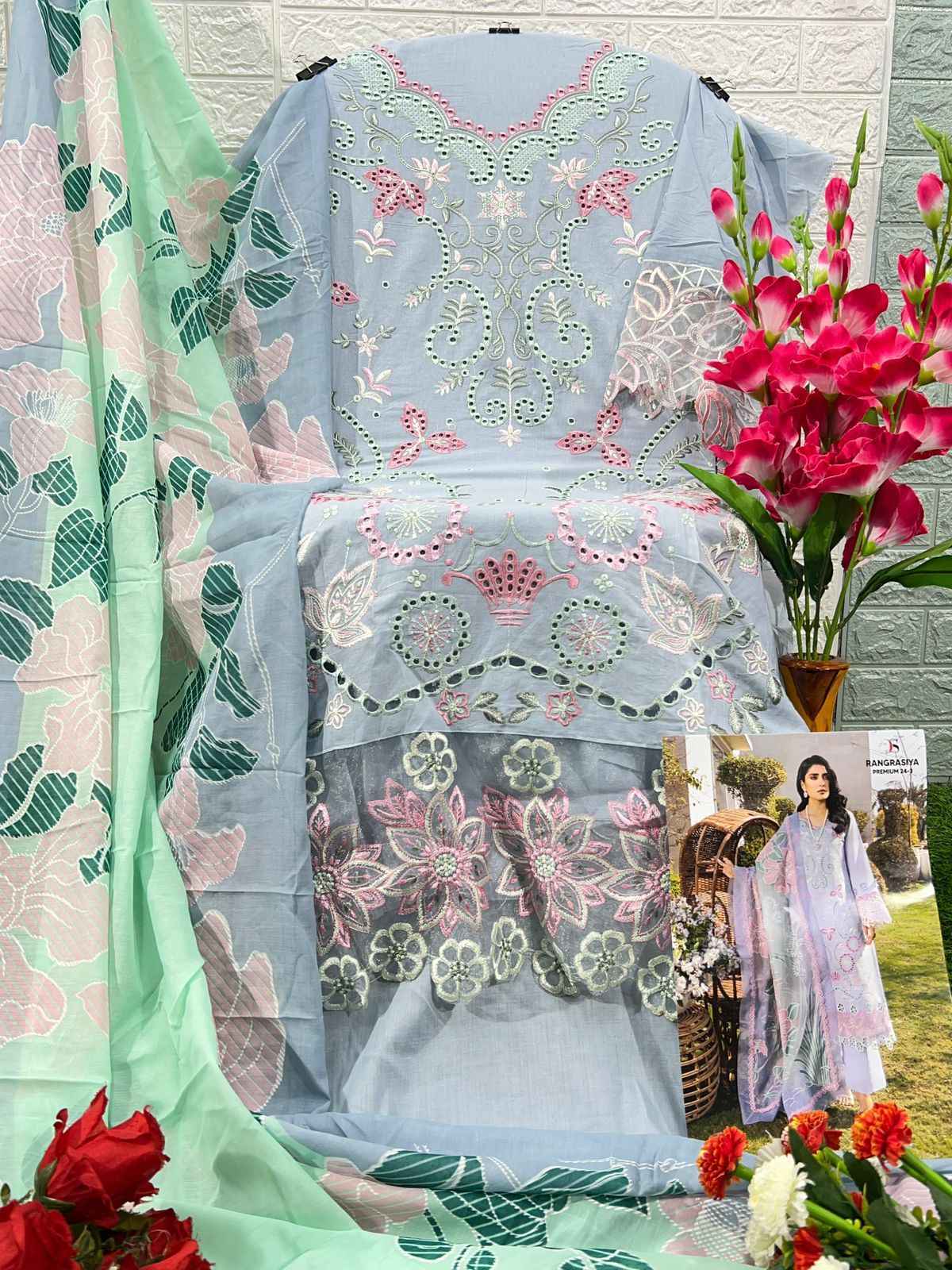 Deepsy Rangrasiya Premium Lawn 24-3 Cotton Dress Material Wholesale Price ( 4 Pcs Catalog )