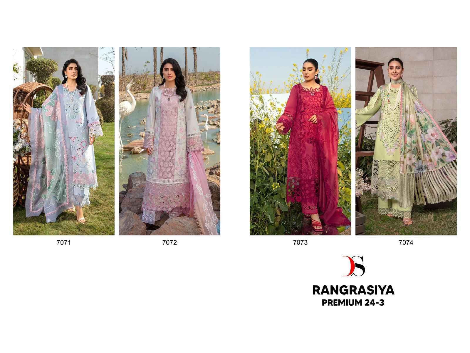 Deepsy Rangrasiya Premium Lawn 24-3 Cotton Dress Material Wholesale Price ( 4 Pcs Catalog )