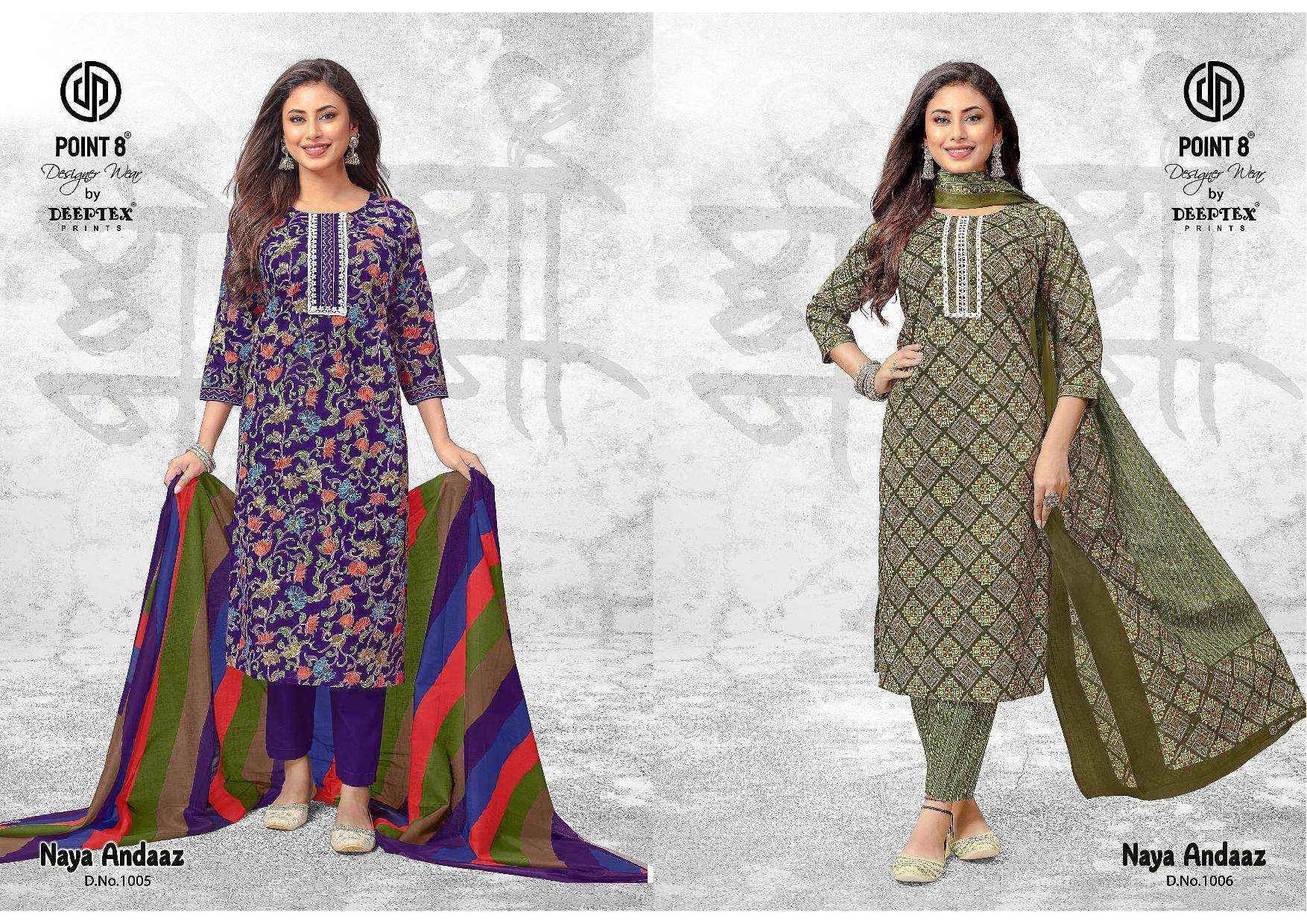 DEEPTEX PRINTS NAYA ANDAAZ VOL 10 WHOLESALE COTTON READYMADE SUITS ( 10 PCS CATALOG )