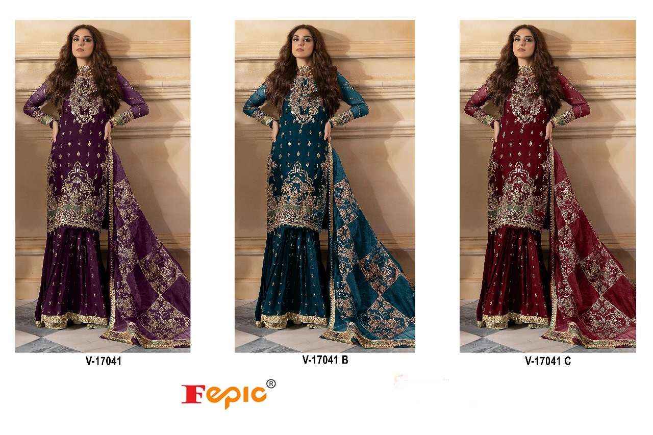 FEPIC ROSEMEEN C 17041 VELVET EMBROIDERED PAKISTANI WHOLESALE PRICE ( 3 PCS CATALOG )